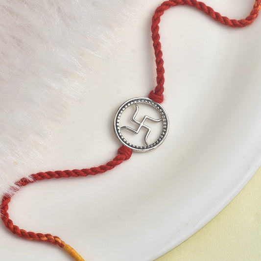 Silver Swastik Rakhi