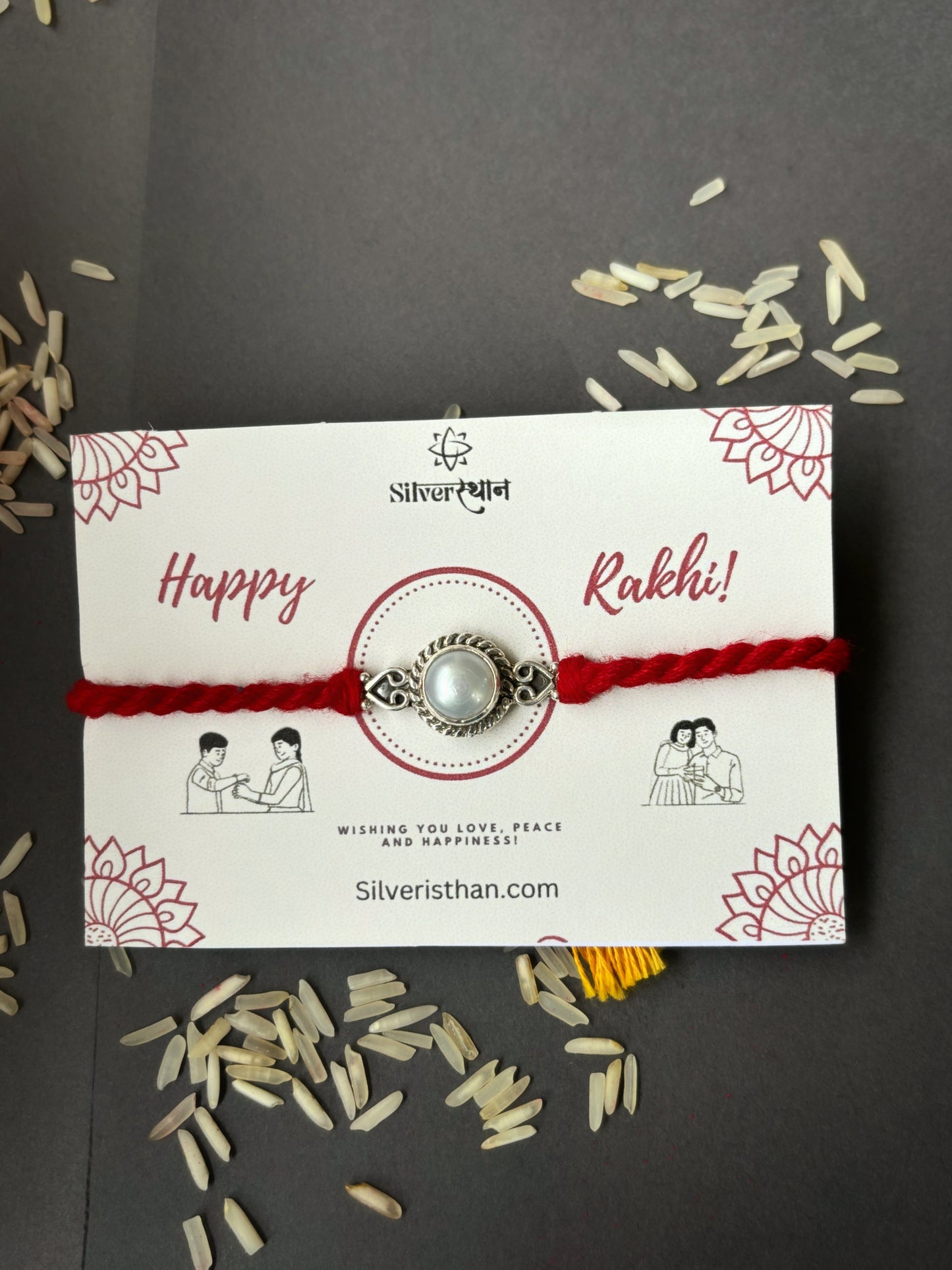 Silver Spiral Pearl rakhi