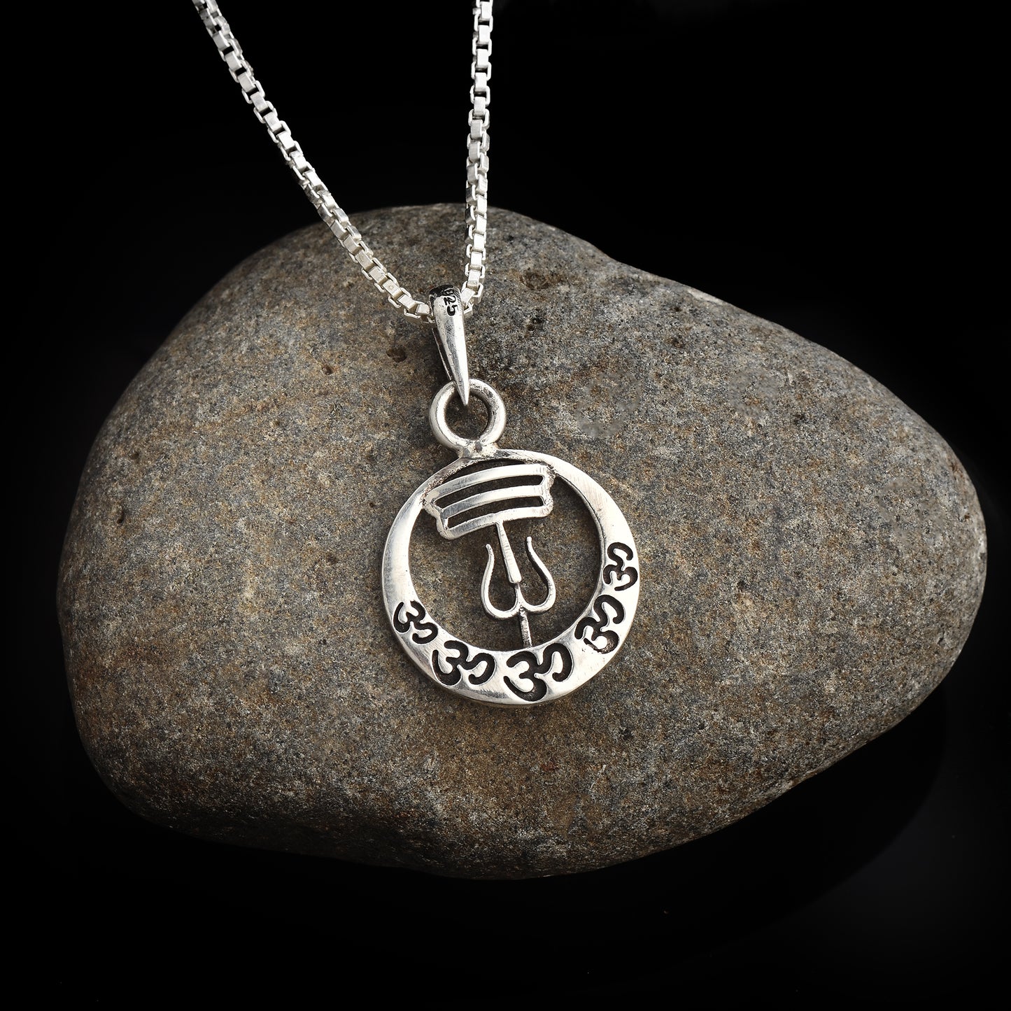 Silver Mahadev trident Pendant