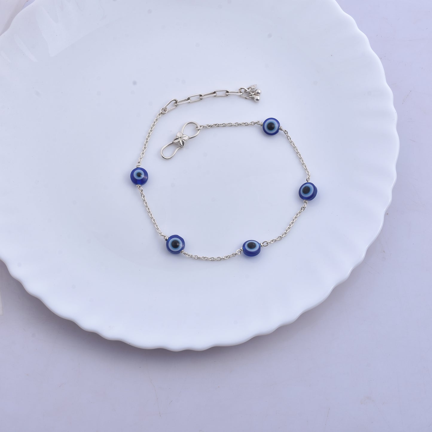 Silver Evil Eye beads Anklet