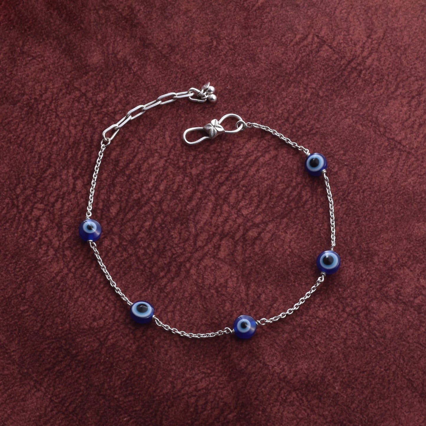 Silver Evil Eye beads Anklet