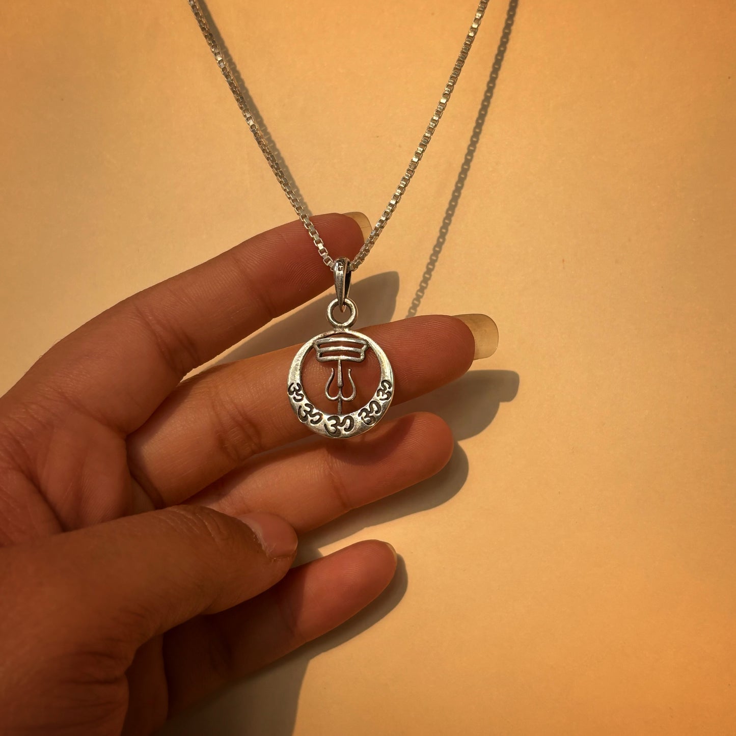 Silver Mahadev trident Pendant