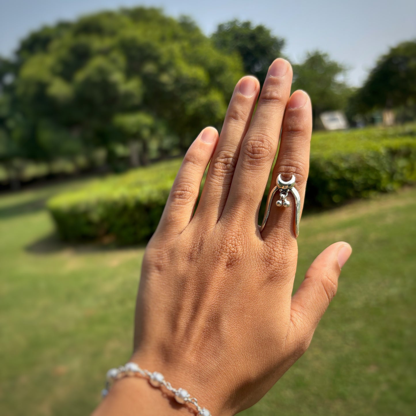Silver Crescent Moon Heirloom Ring