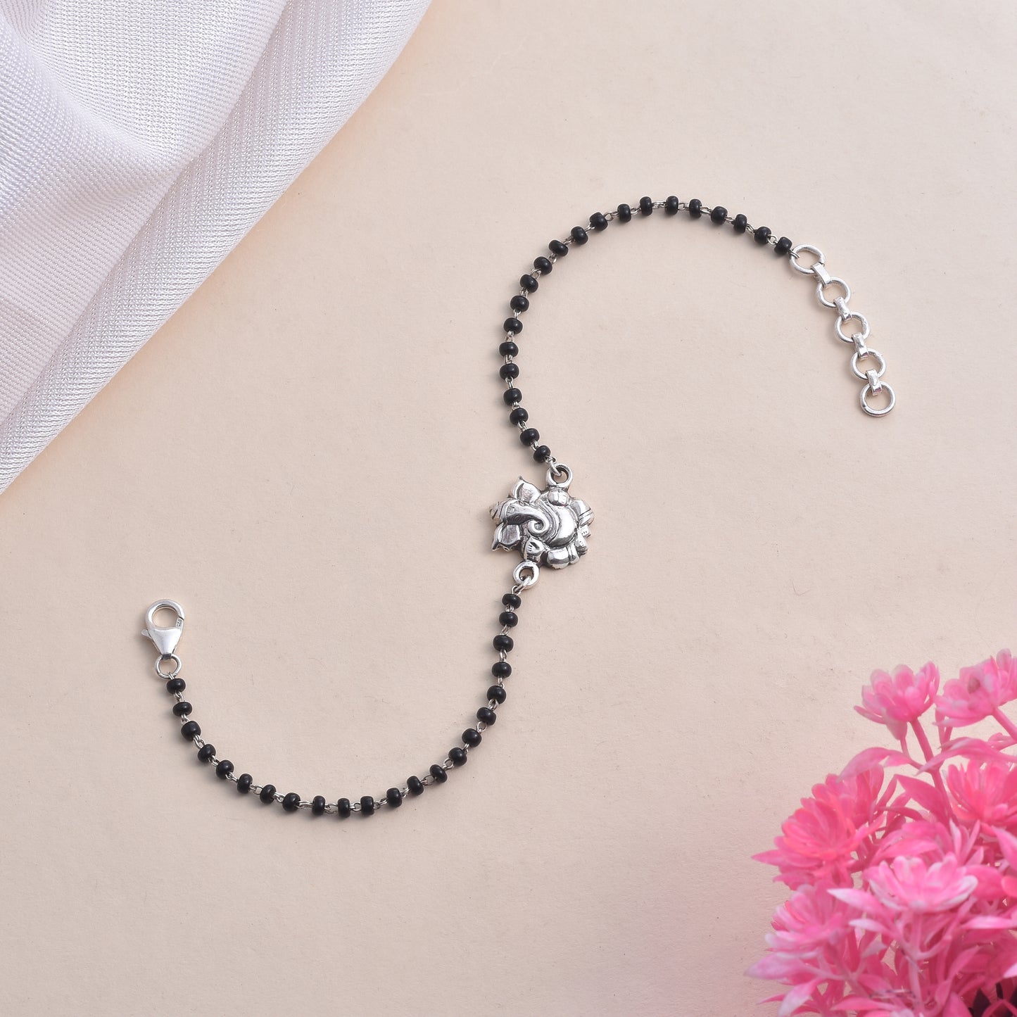 Silver Ganesha Nazariya Charm Bracelet