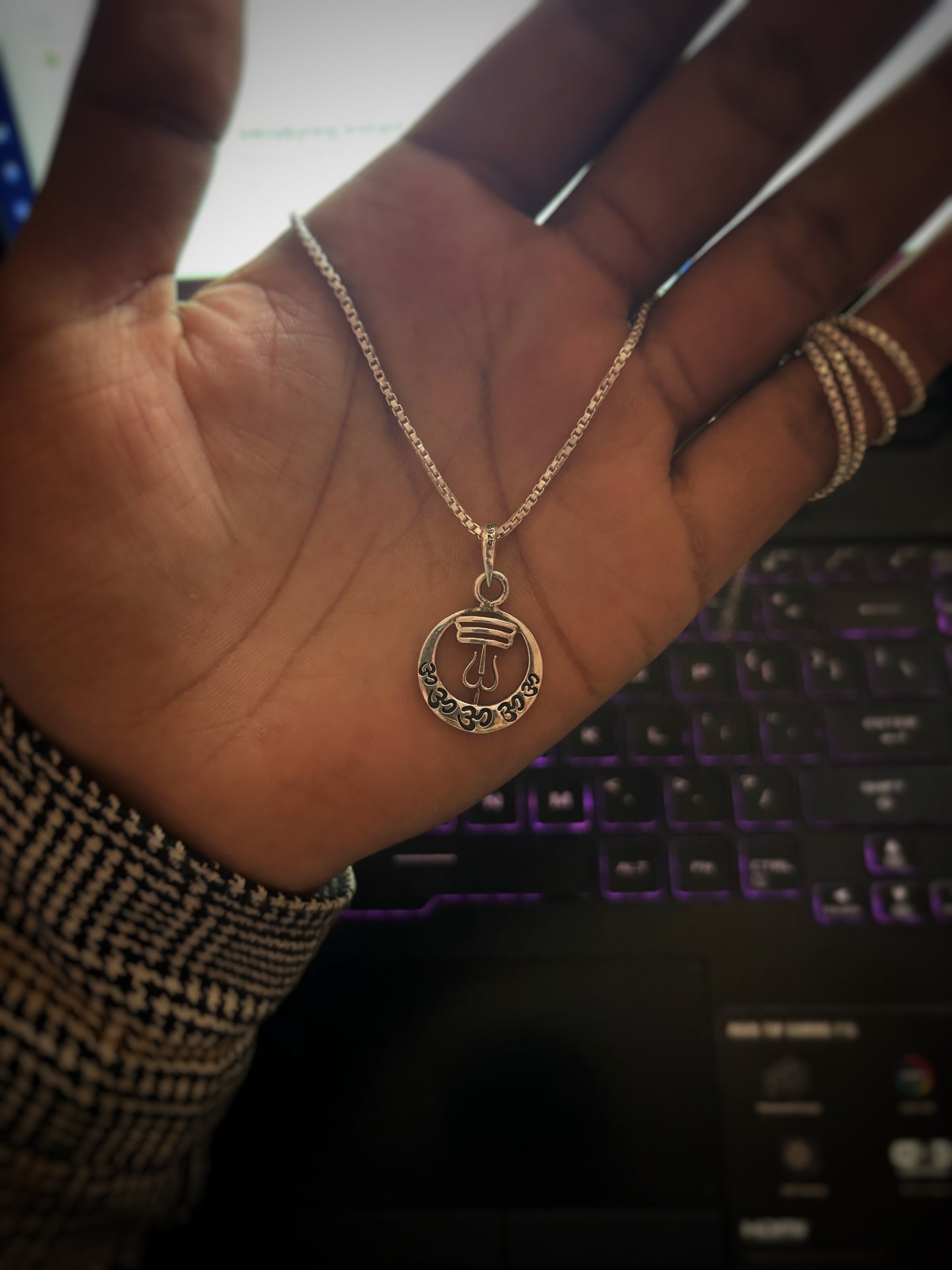 Silver Mahadev trident Pendant