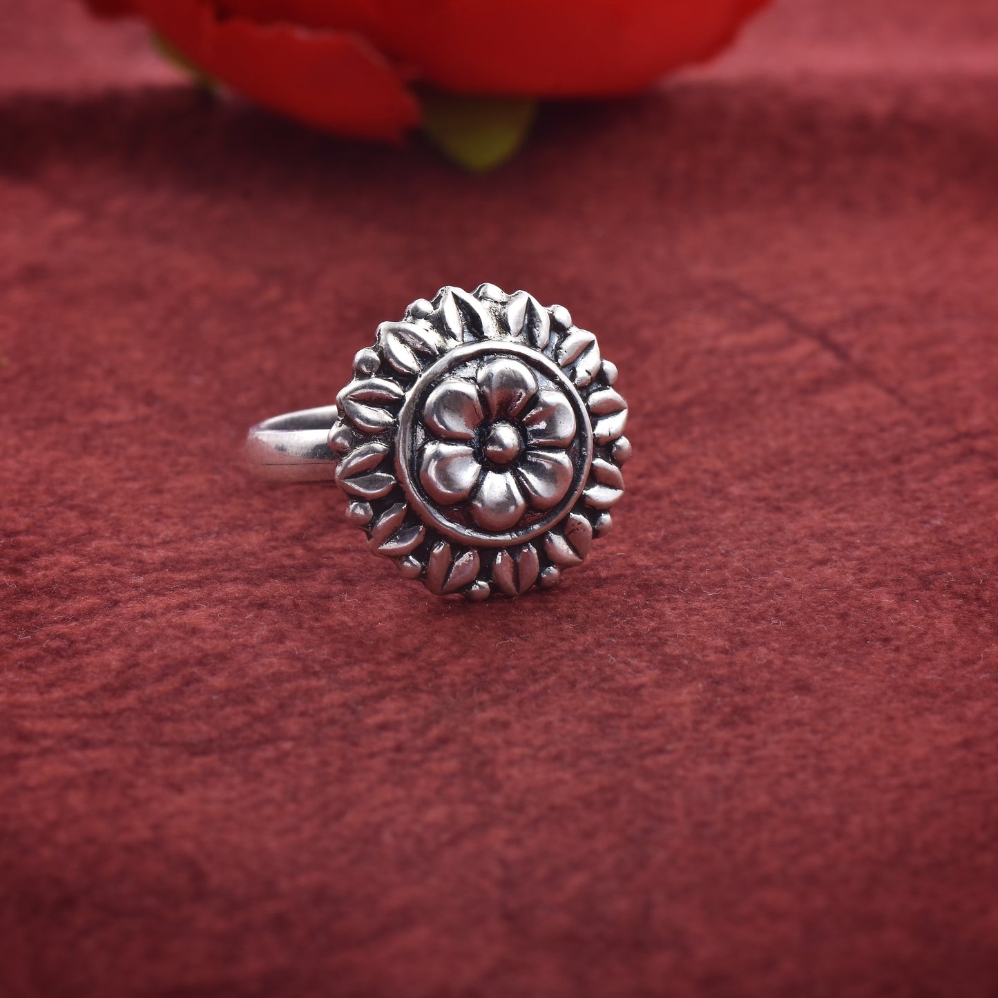 Silver Maharani Mandala Flower Ring