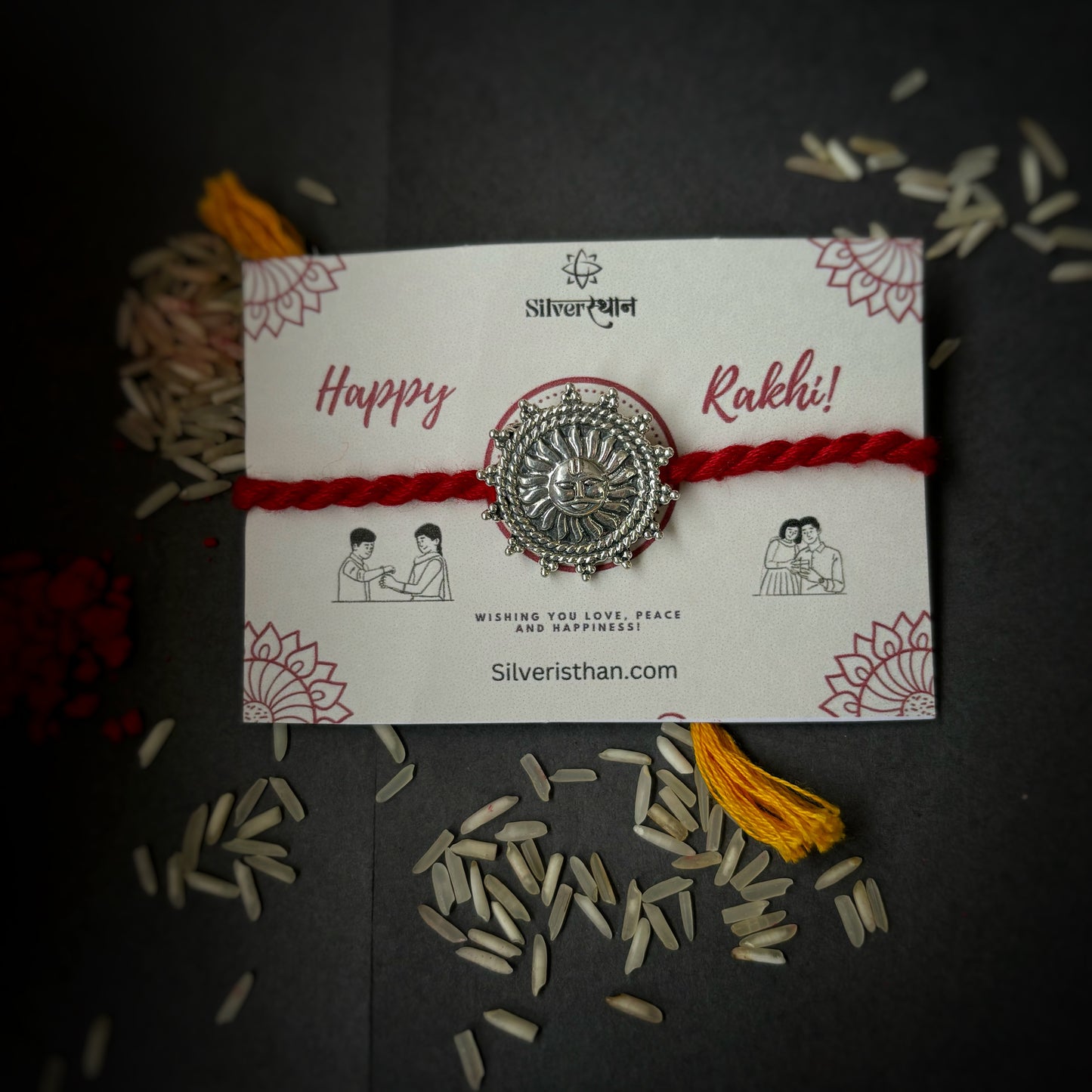 Silver Suraj rakhi cum brooch