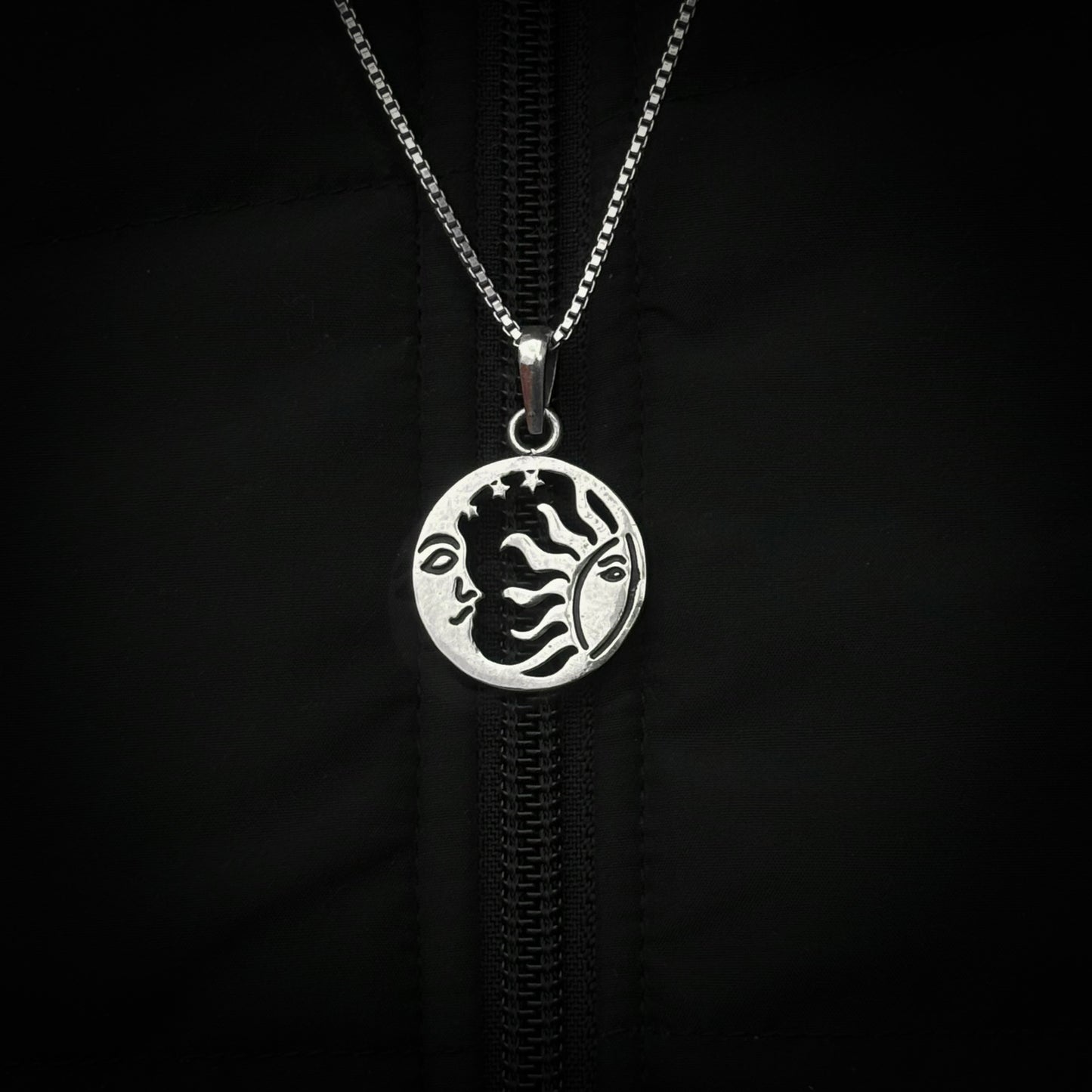 Silver sun and moon pendant( Without chain)