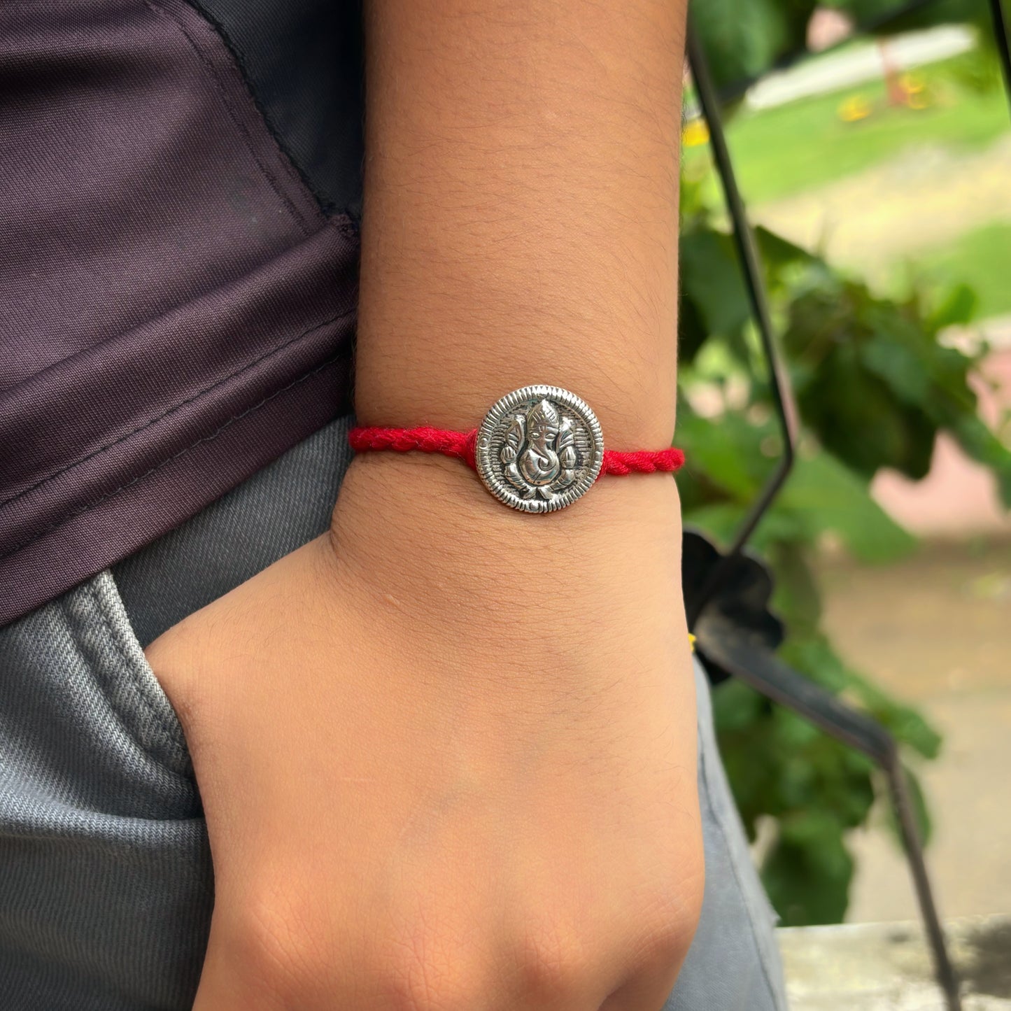 Silver Ganesha Rakhi Cum Brooch