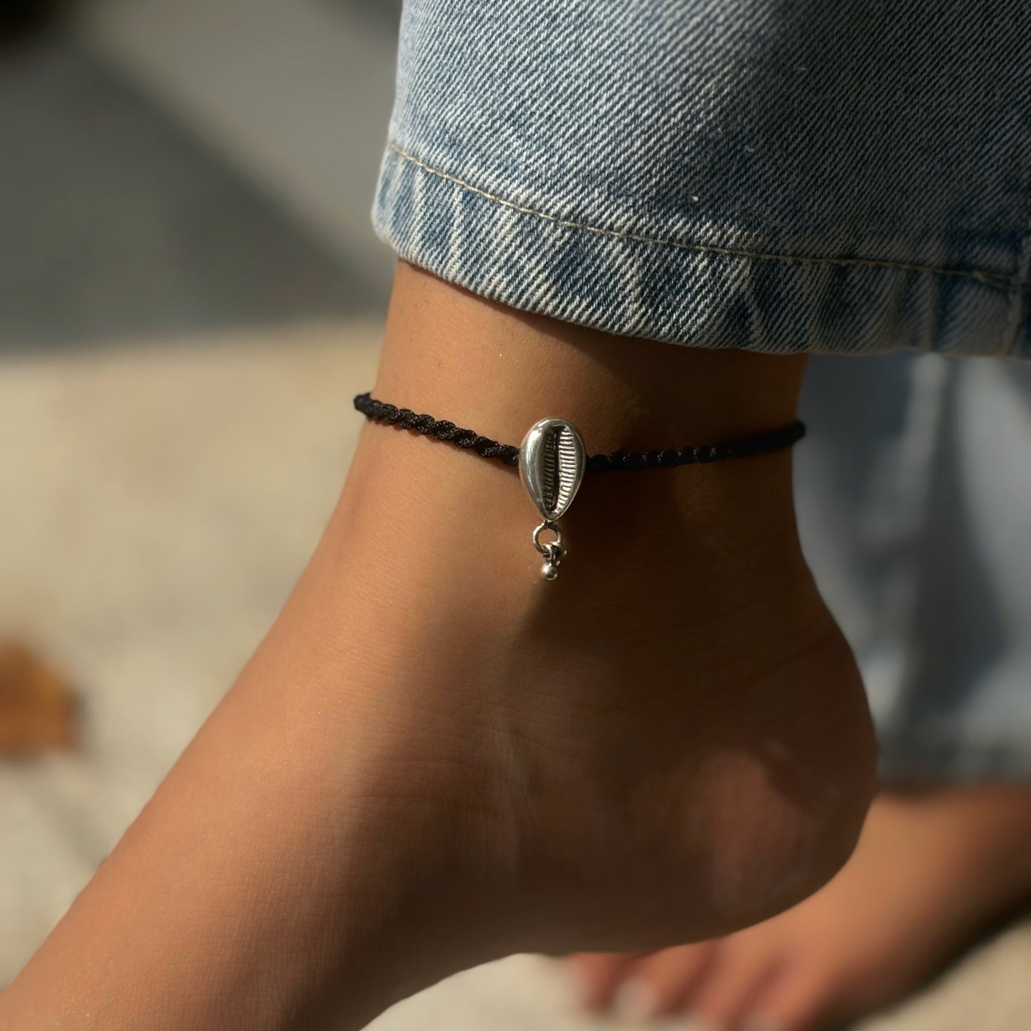 Silver Cowrie Bells Nazarbattu Anklets