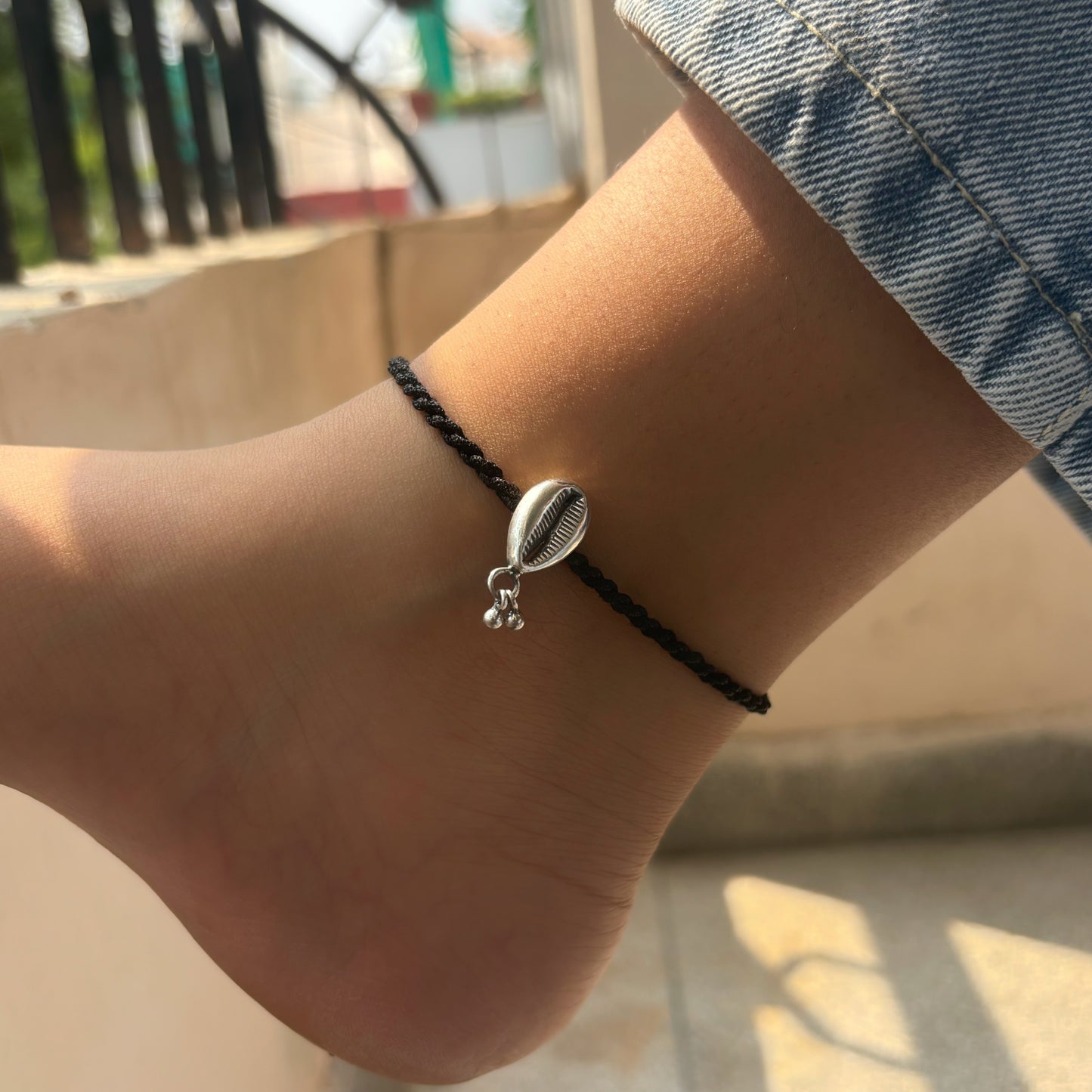 Silver Cowrie Bells Nazarbattu Anklets
