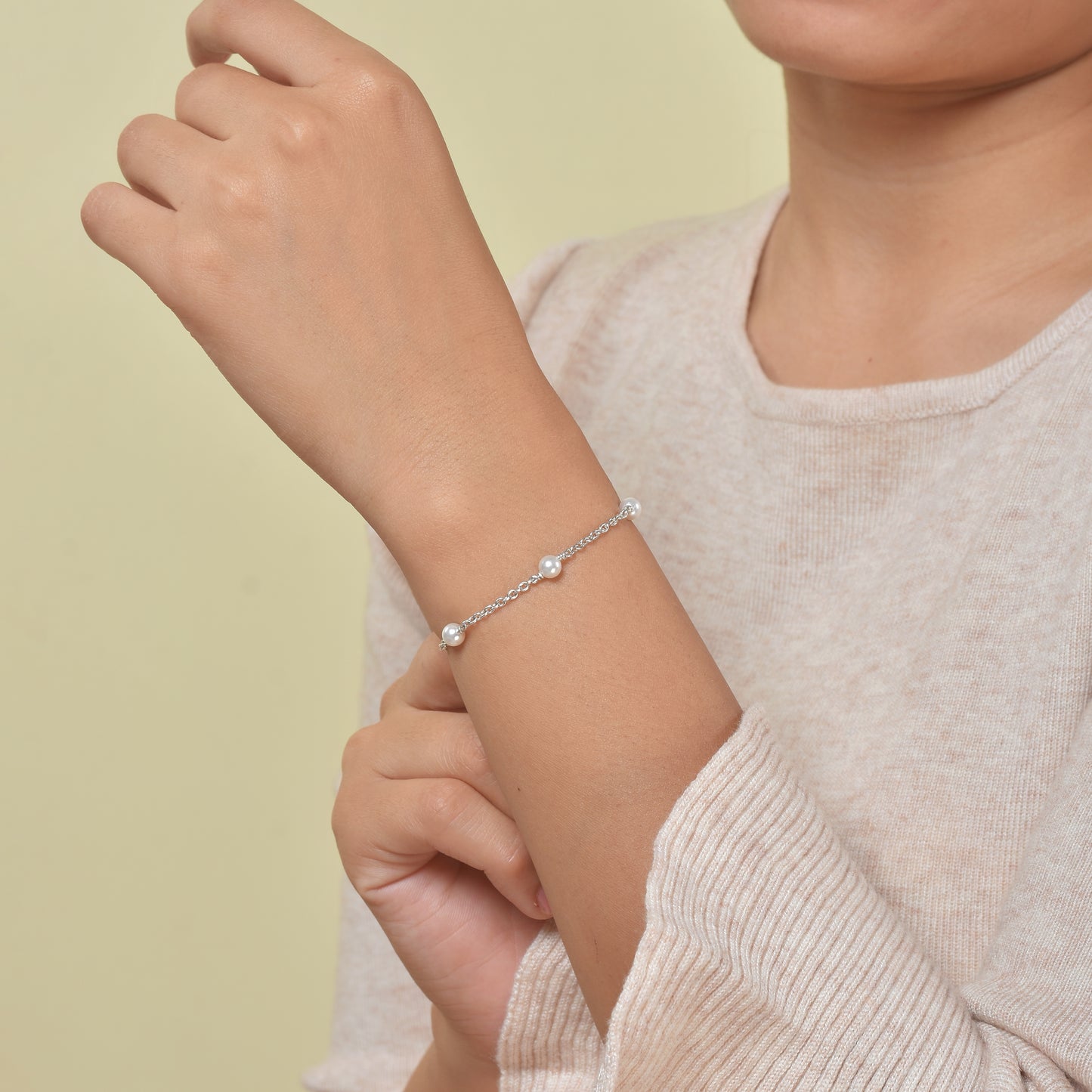 Silver Pearl Drop Bracelet
