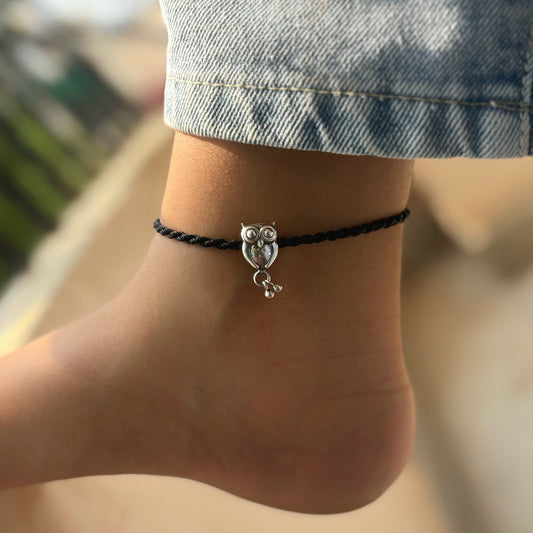 Silver Owl Nazarbattu Anklet