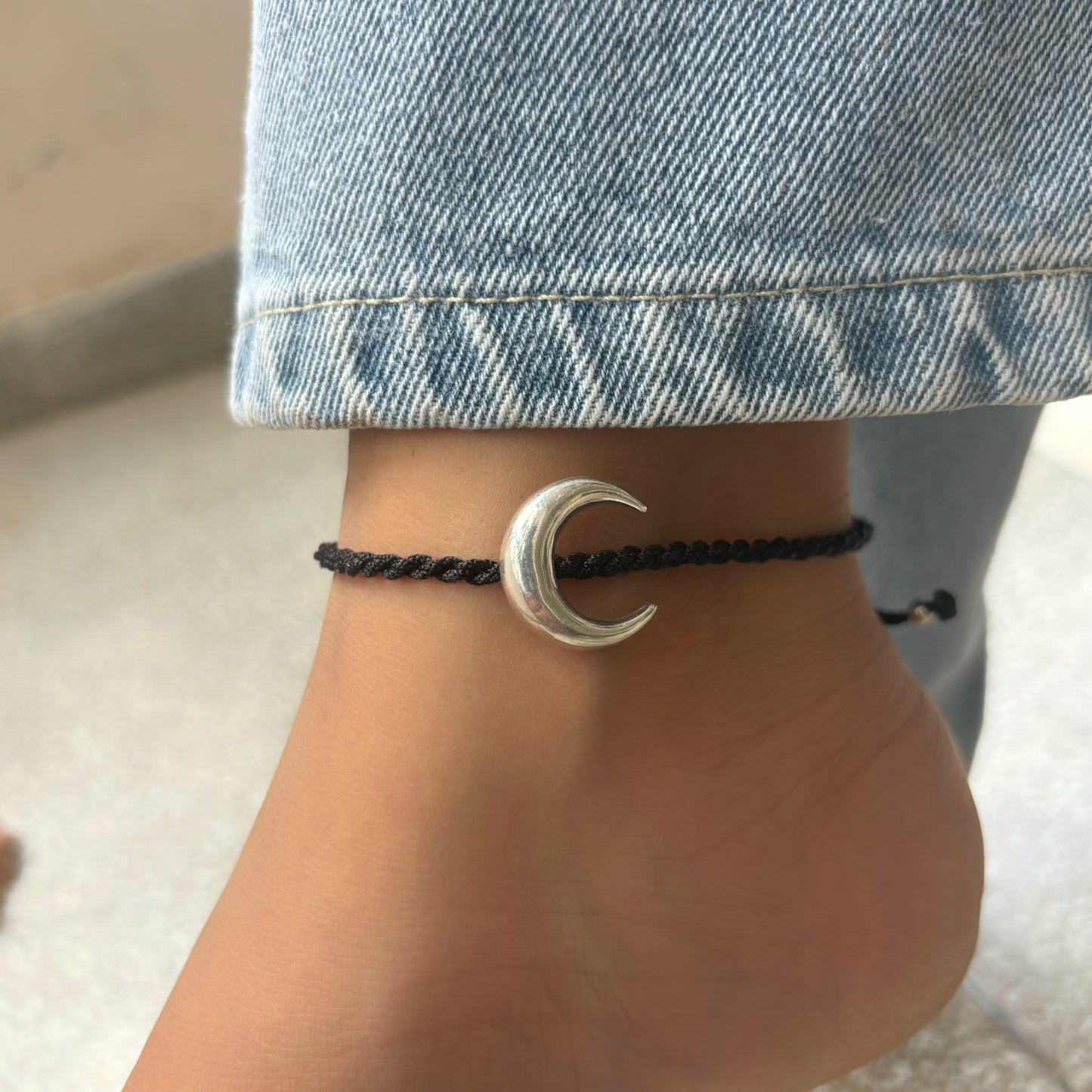 Silver Chandrama Nazarbattu Anklet
