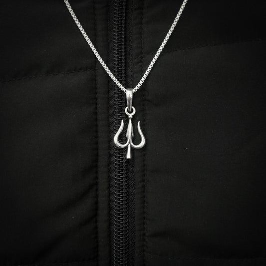 Silver Mahadev Trishul pendant( Without chain)