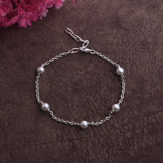 Silver Pearl Drop Bracelet