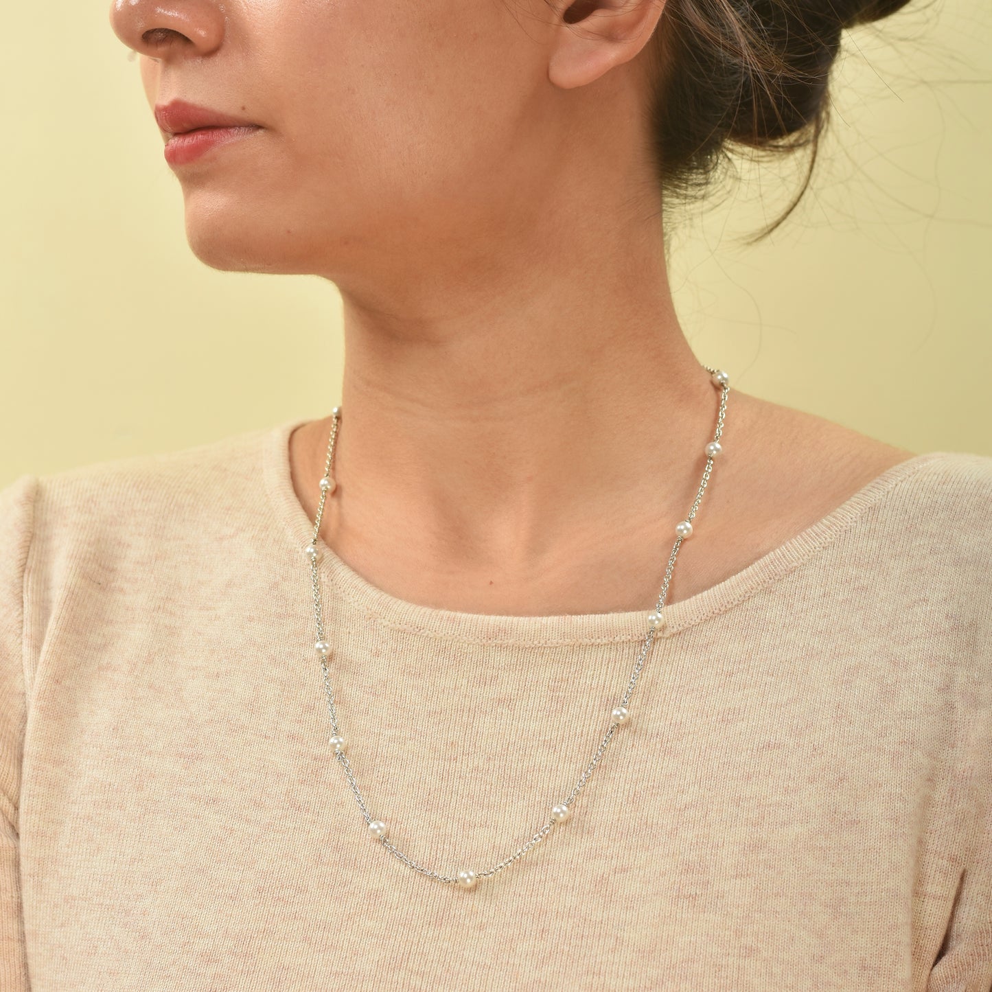 Silver Pearl Drop Neckchain