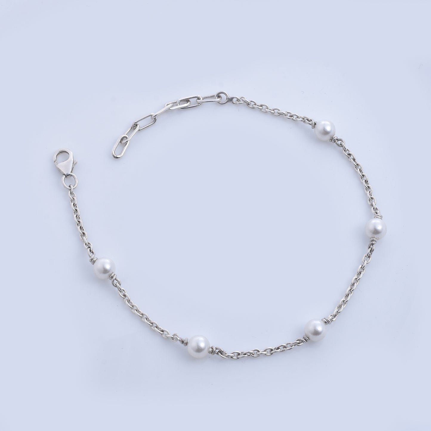 Silver Pearl Drop Bracelet