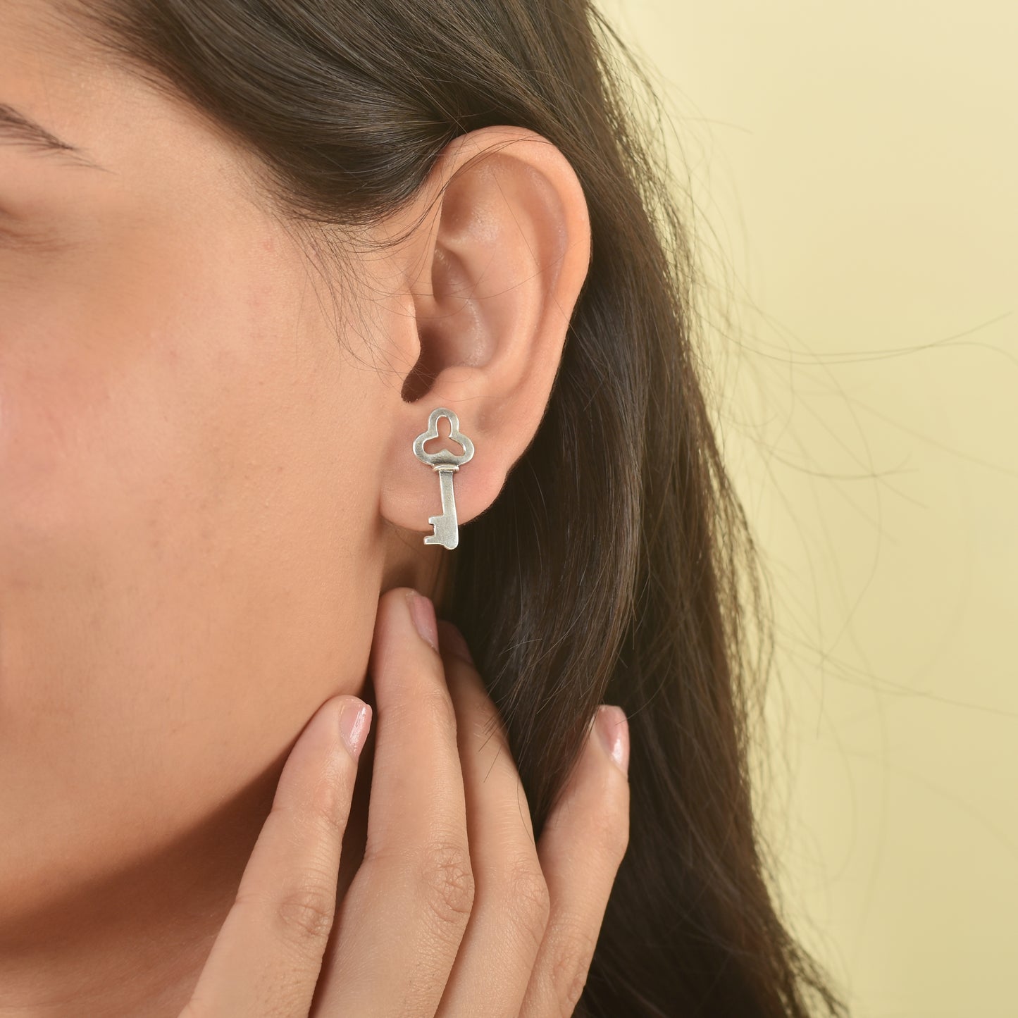 Silver Key Stud earrings