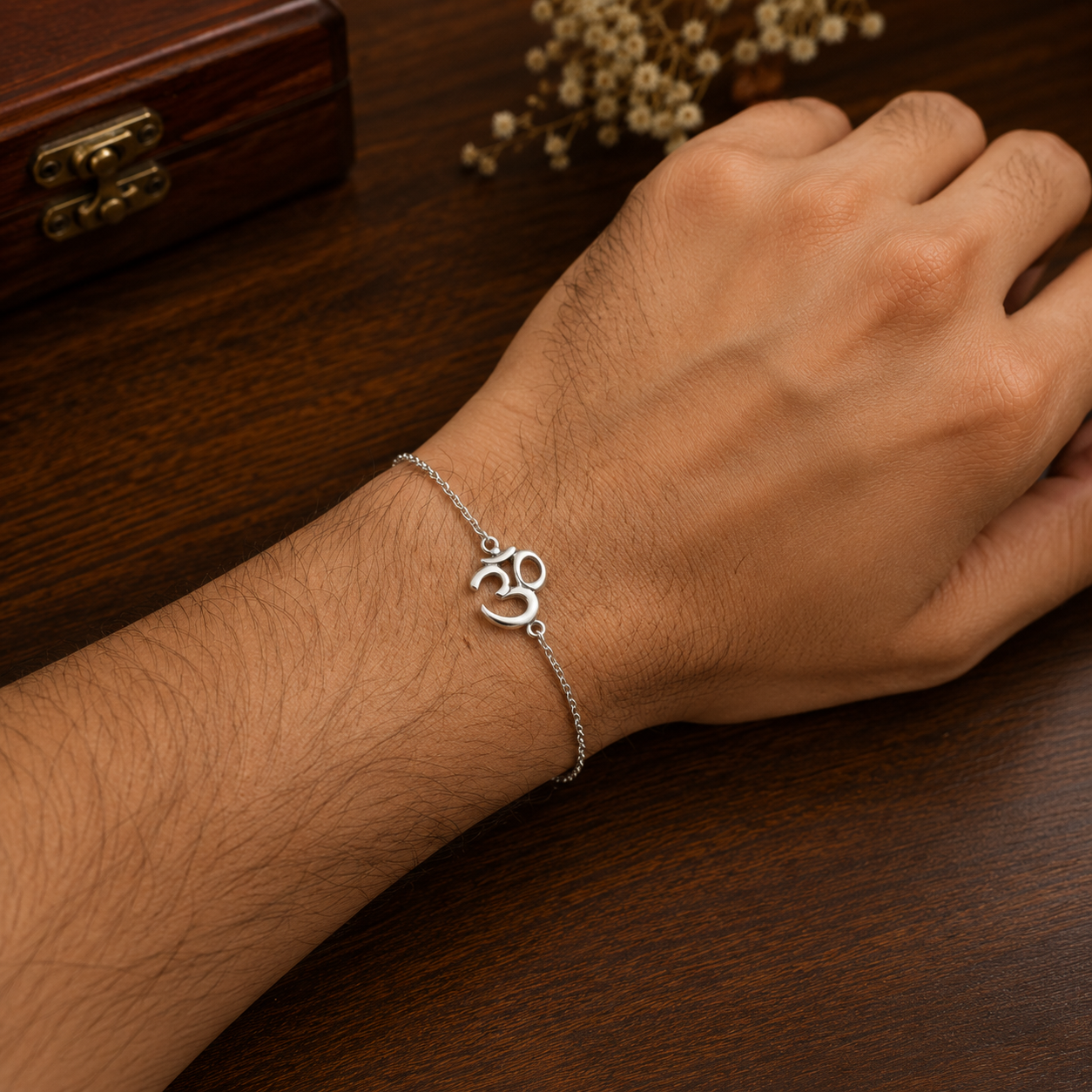 Silver Sacred Om bracelet
