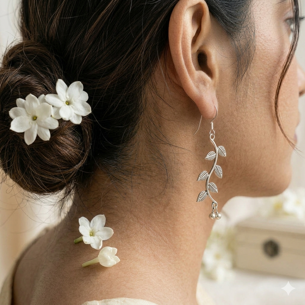 Silver Leaf Dangle Earrings