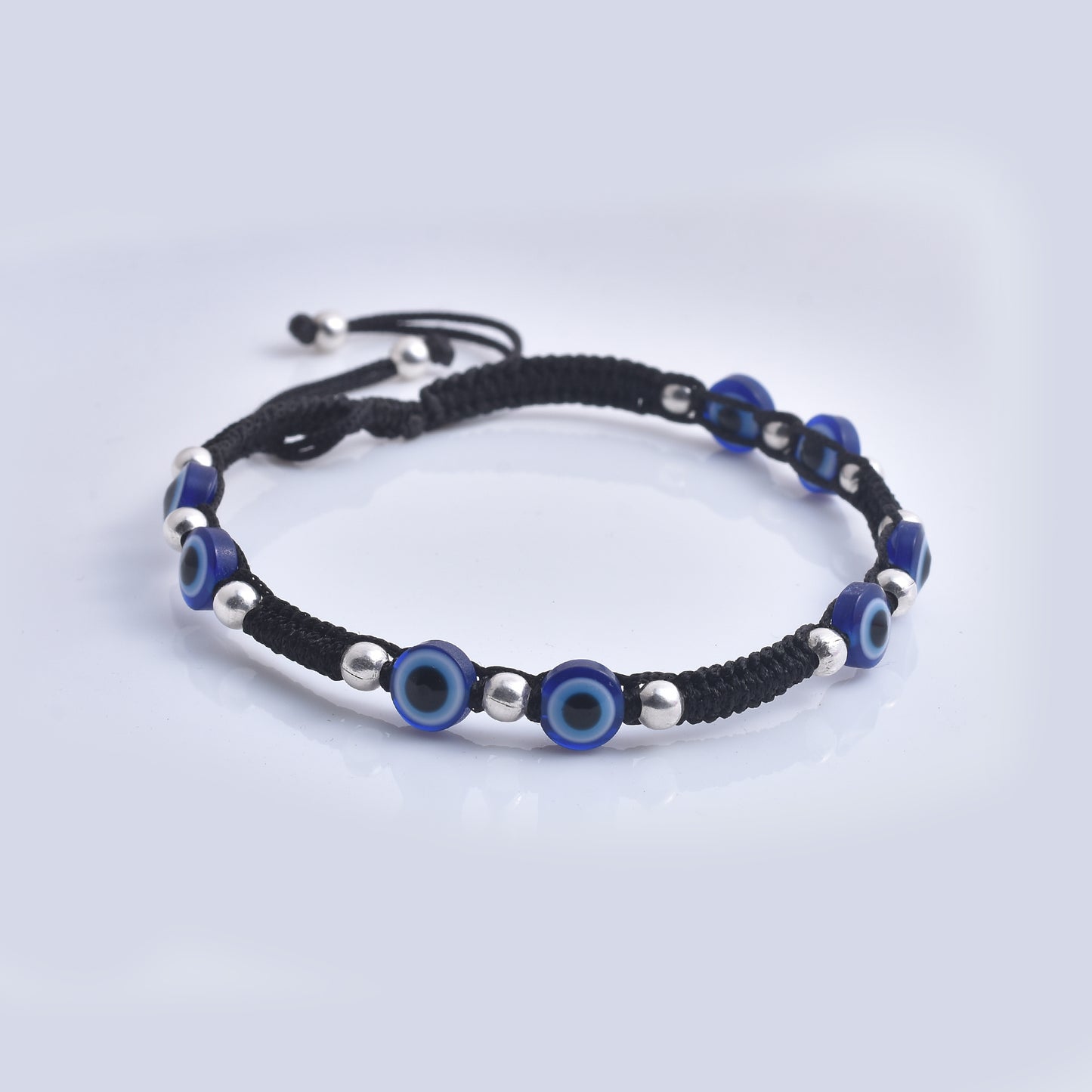 Silver Balls And Evil Eye Nazarbattu Anklet