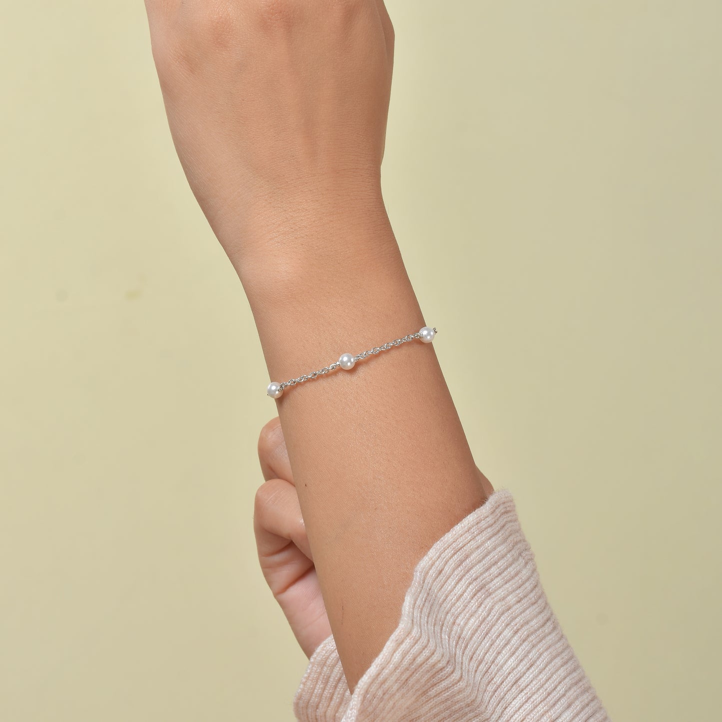 Silver Pearl Drop Bracelet