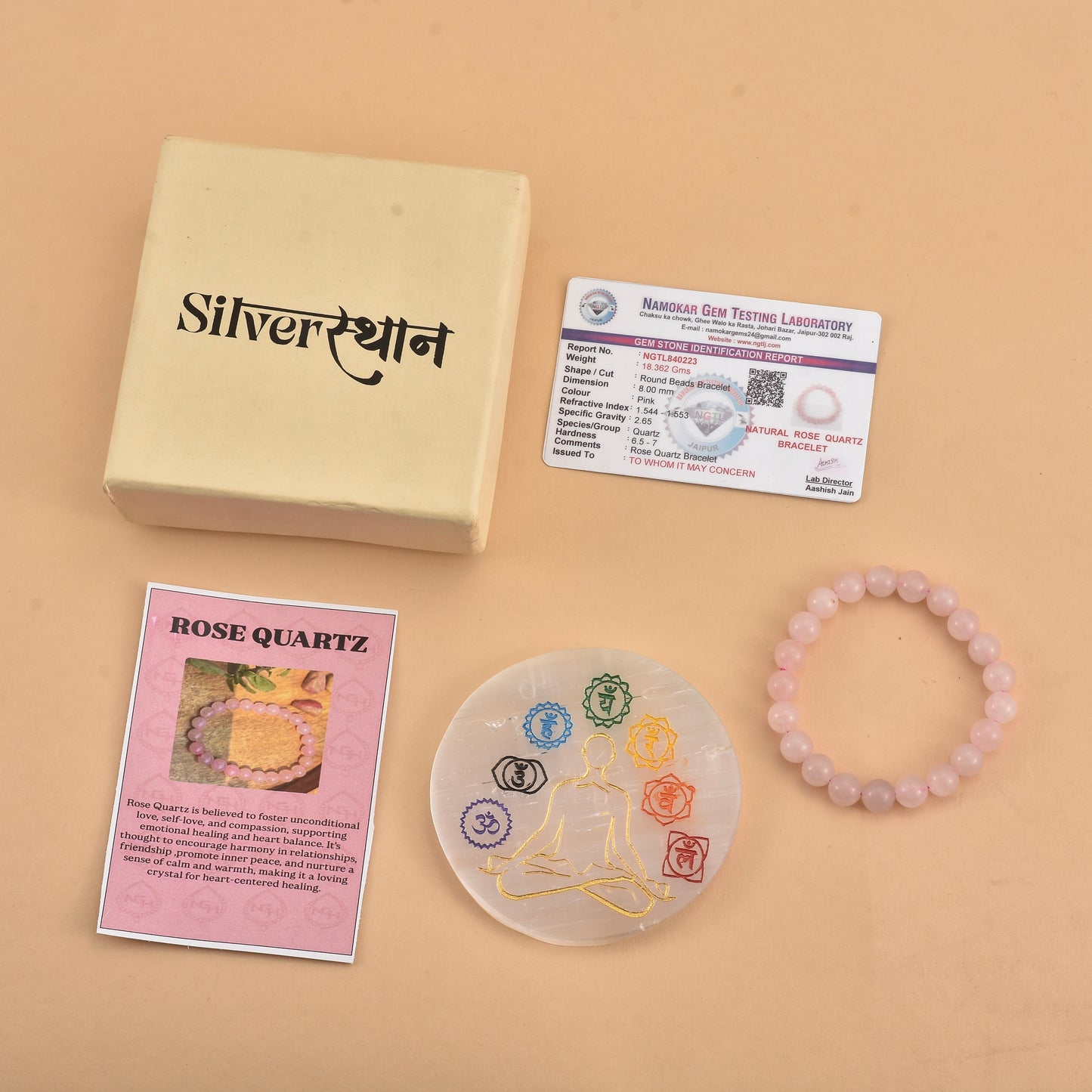 Natural Rose Quartz Bracelet ( With Lab Test Certificate)