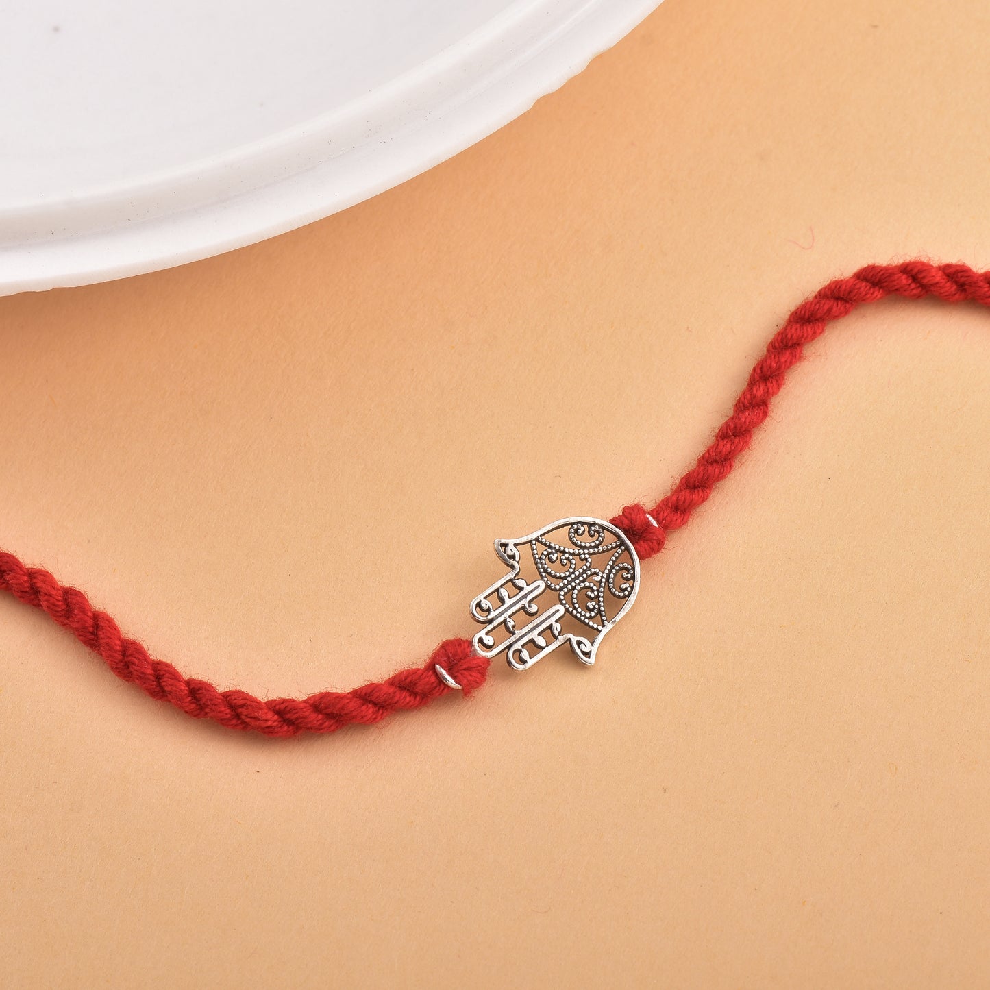 Silver Hamsa Charm Protection Rakhi