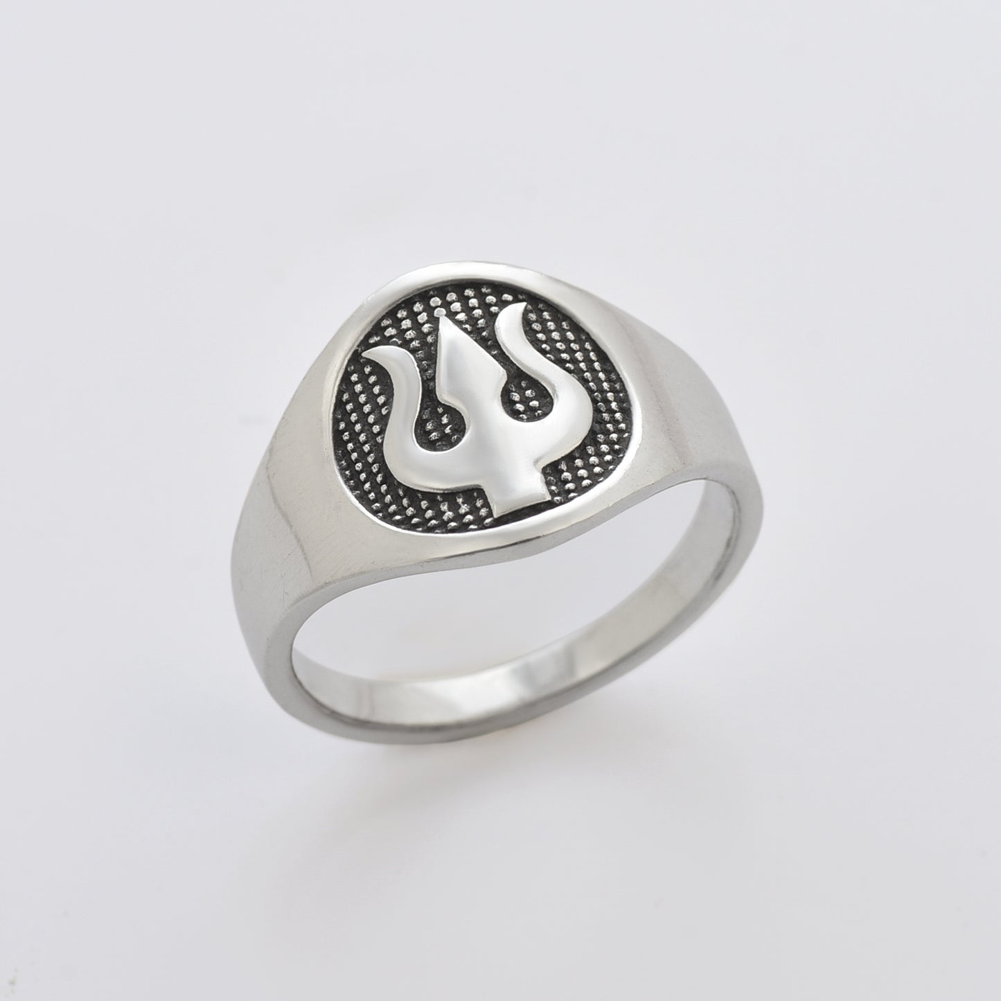Silver Mahadev Trident Ring
