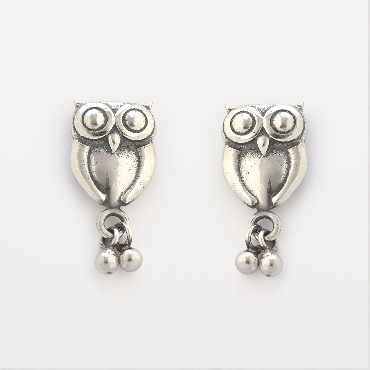 Silver Owl Stud Earrings