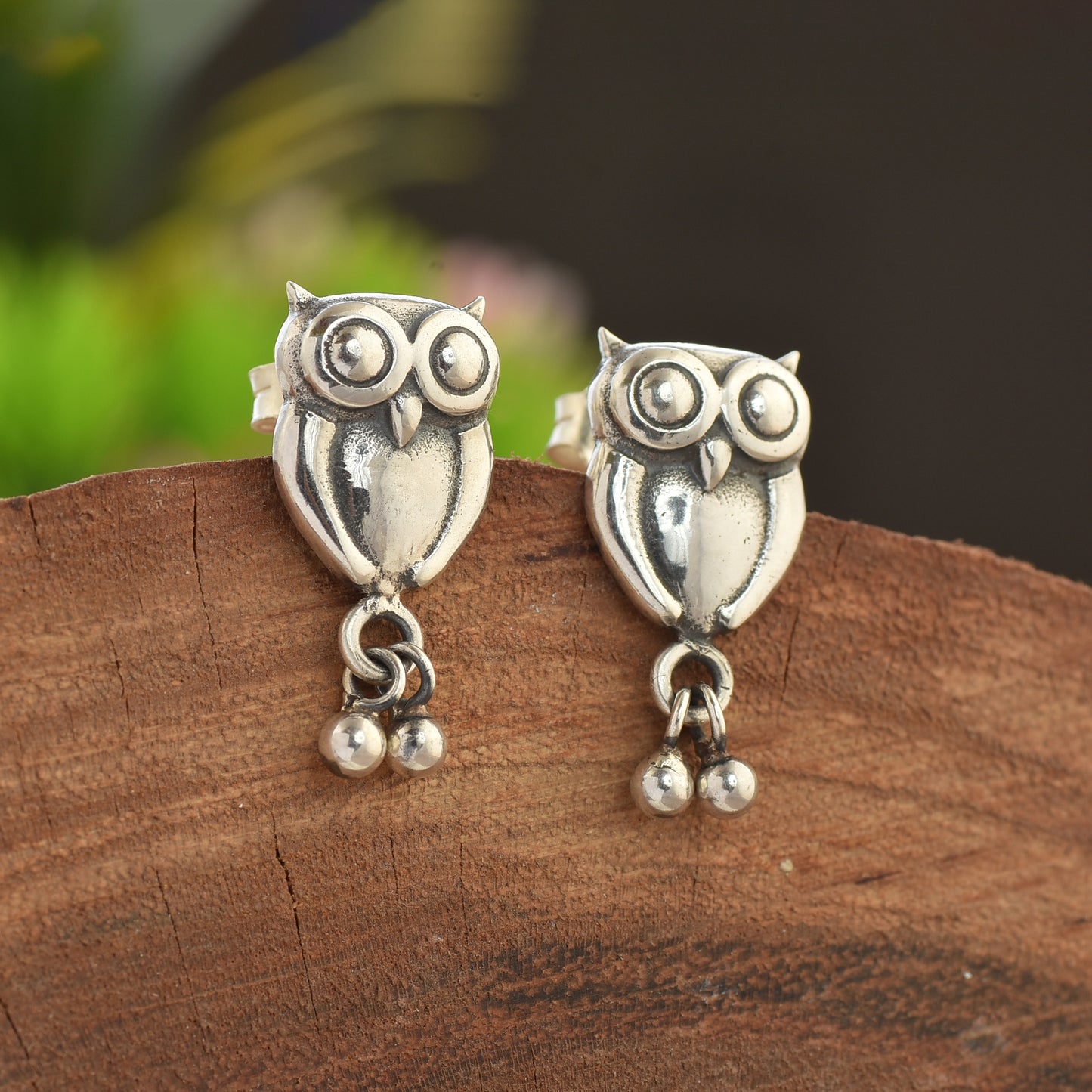 Silver Owl Stud Earrings
