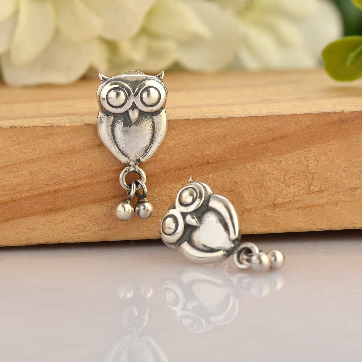 Silver Owl Stud Earrings