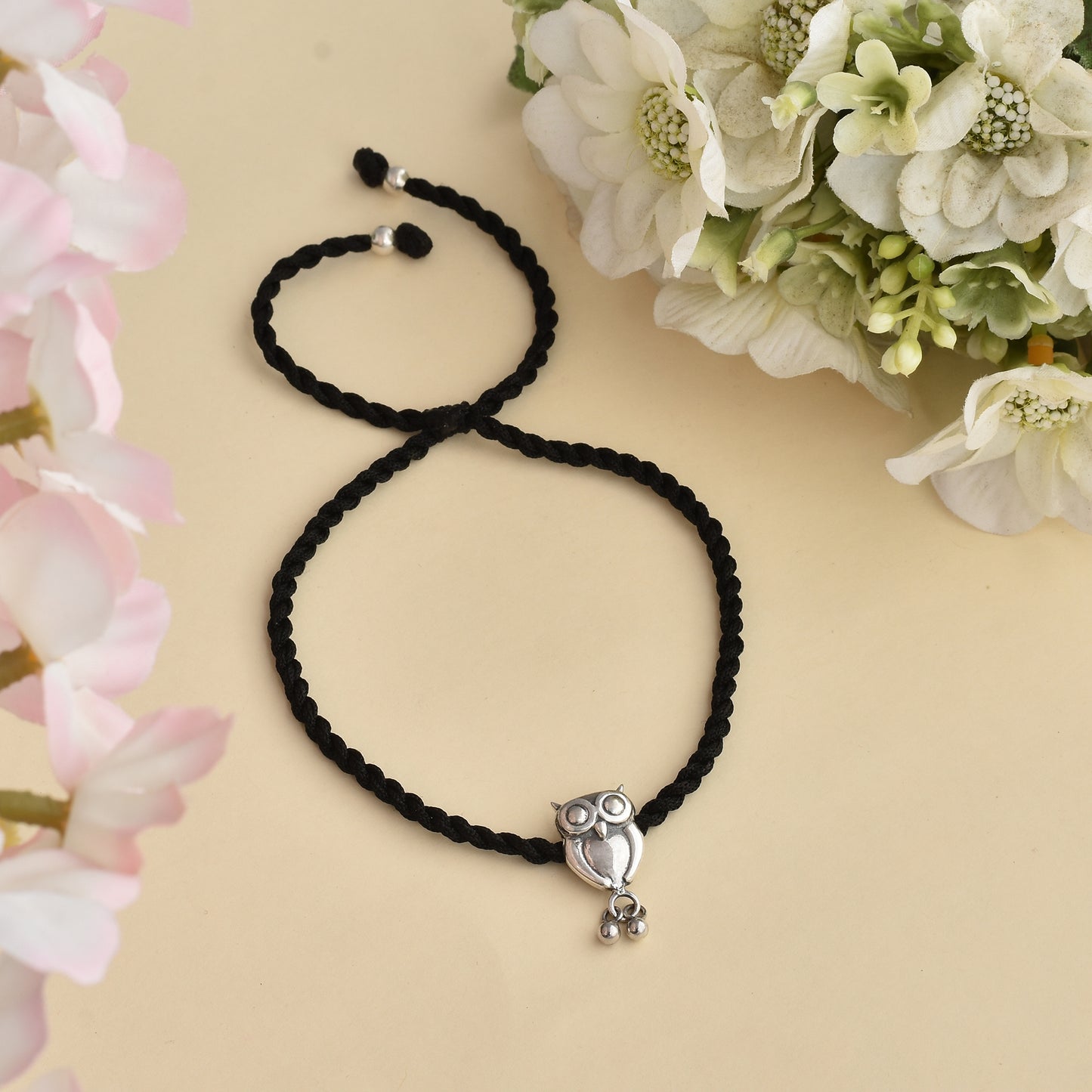 Silver Owl Nazarbattu Anklet