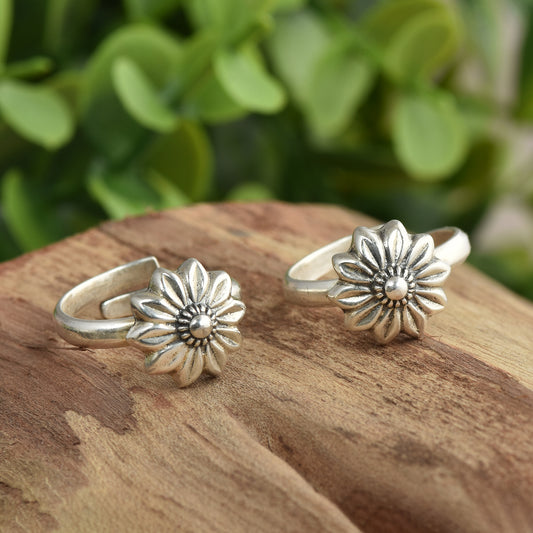 925 Silver Sun Flower Toe-rings( Pair)