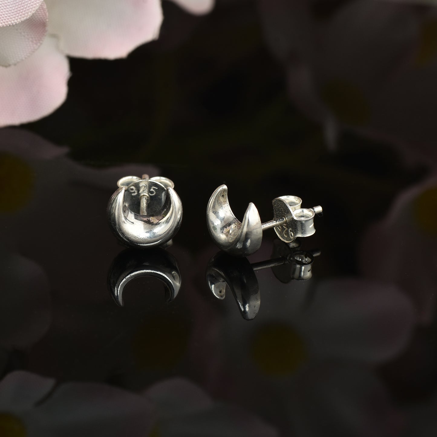 Silver chandrama Stud and cartilage Earrings