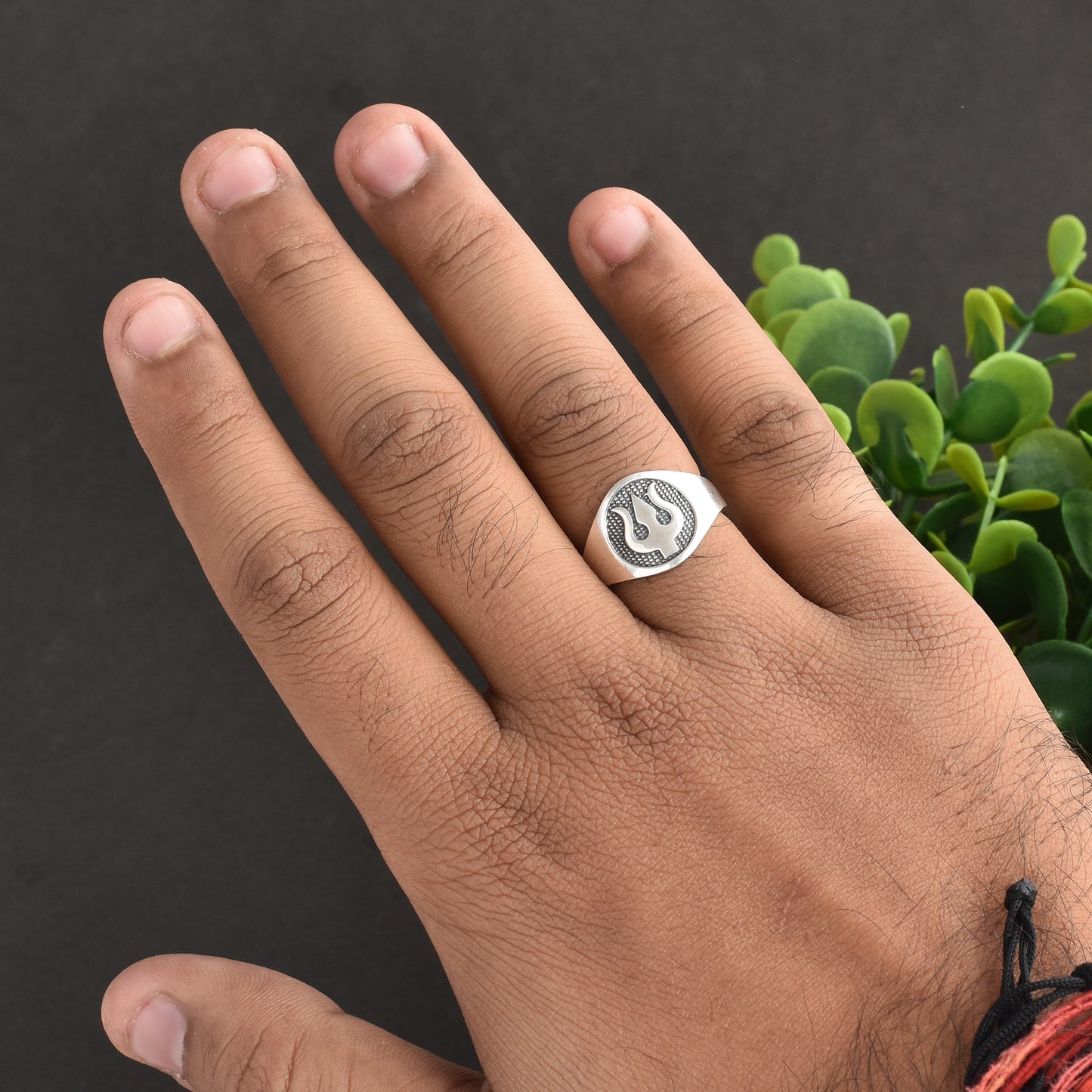 Silver Mahadev Trident Ring