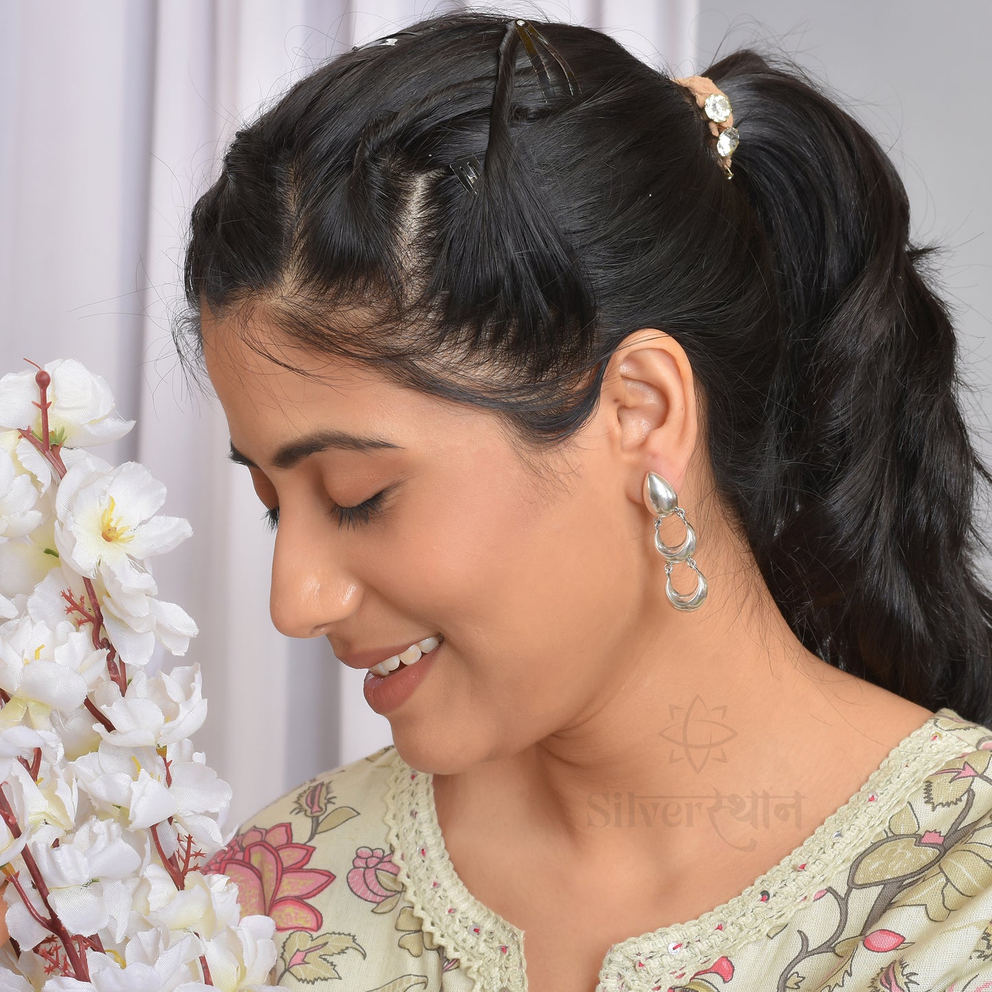 Silver Moon Droplet earrings
