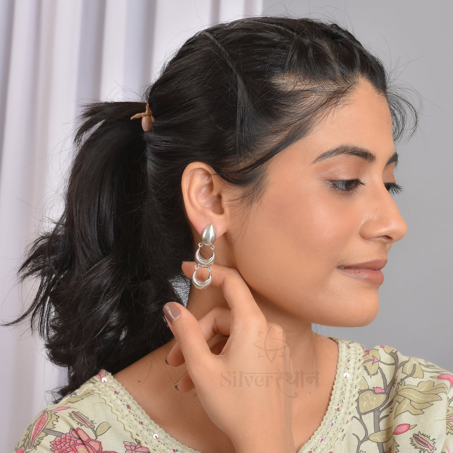 Silver Moon Droplet earrings