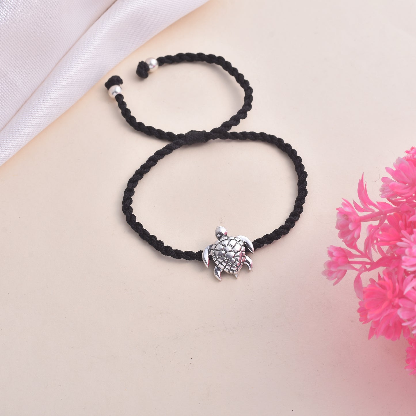 Silver Turtle Nazarbattu  Anklet