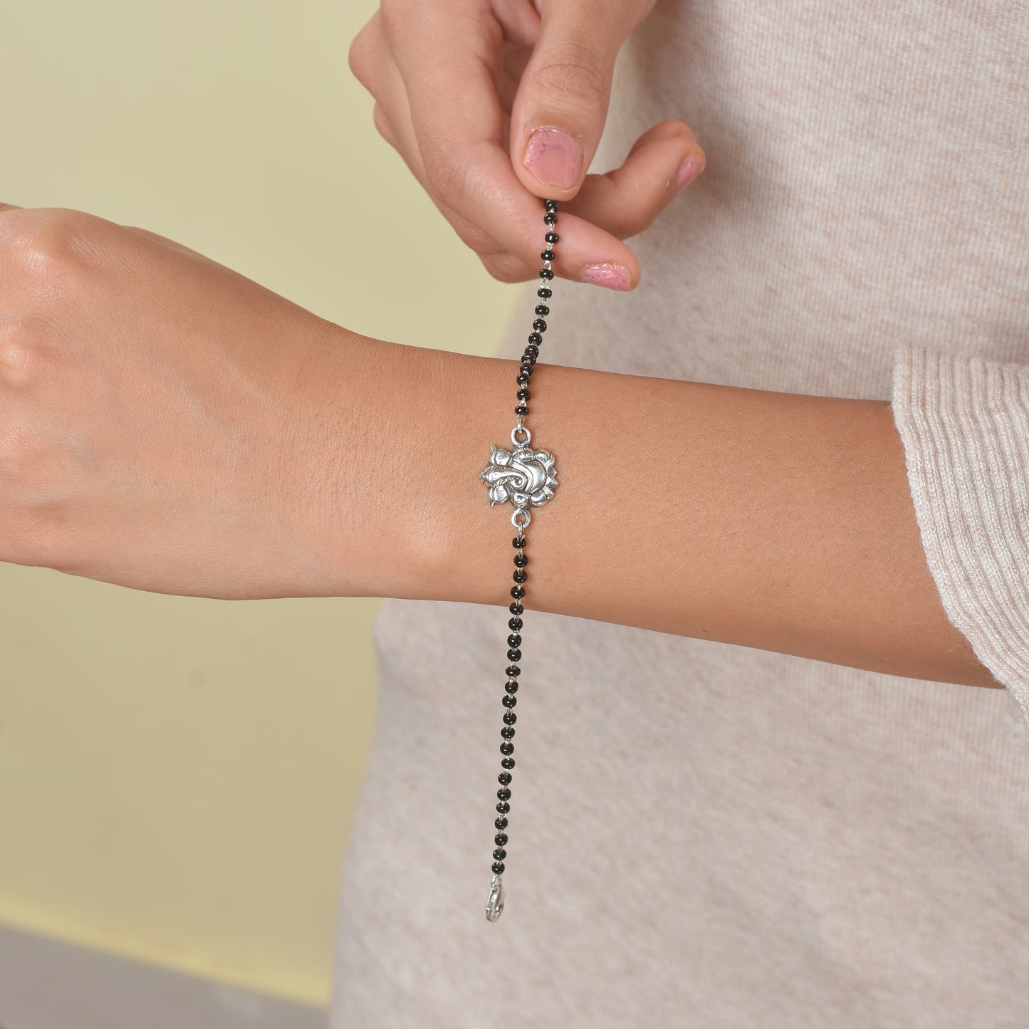 Silver Ganesha Nazariya Charm Bracelet
