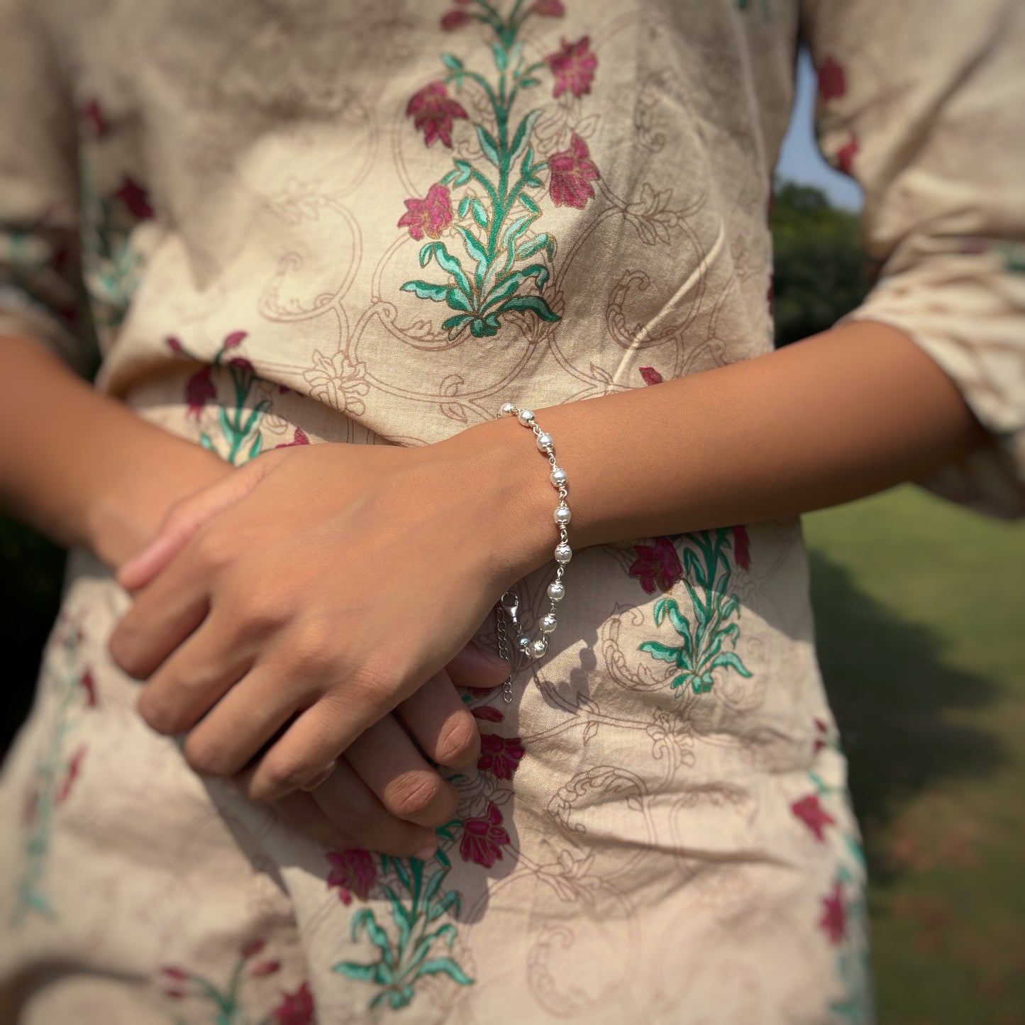 Silver Pearl Balls Bracelet
