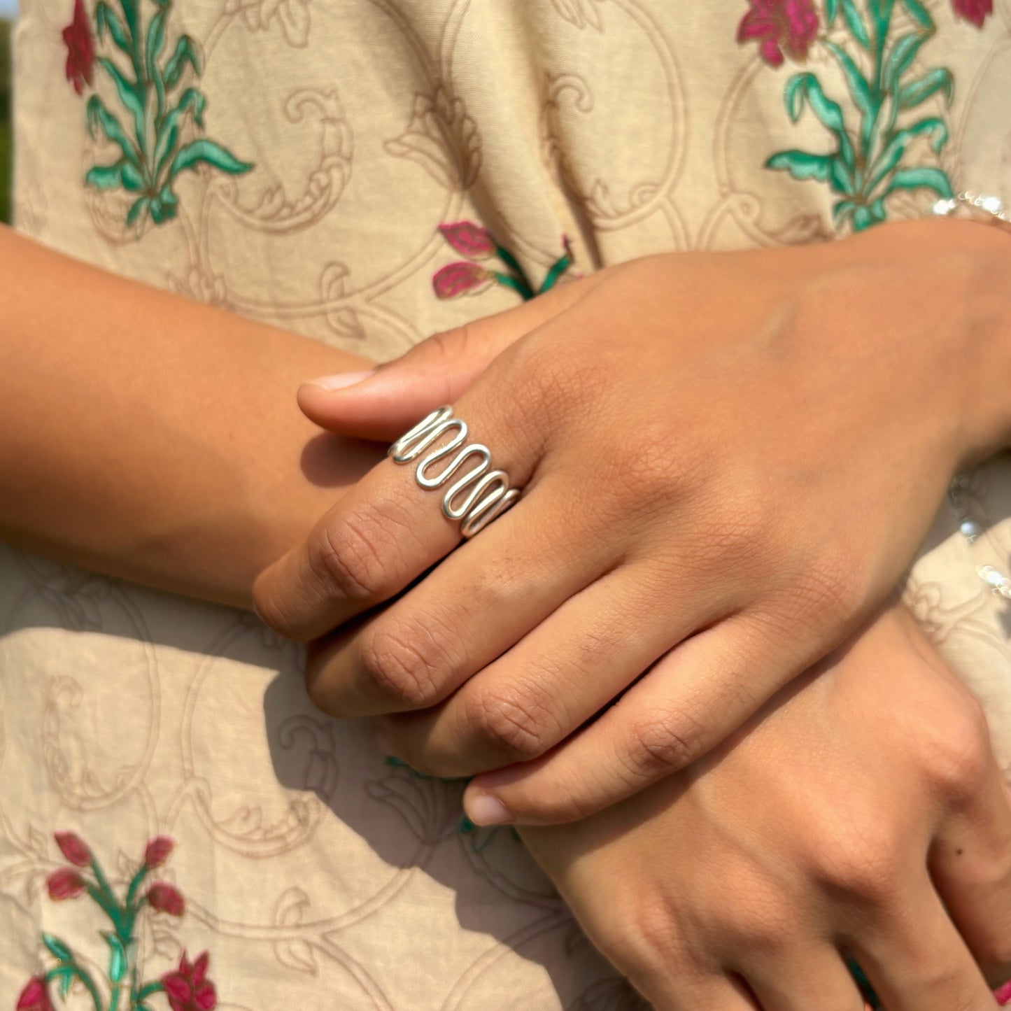Silver Zig Zag Spiral Ring