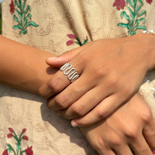 Silver Zig Zag Spiral Ring