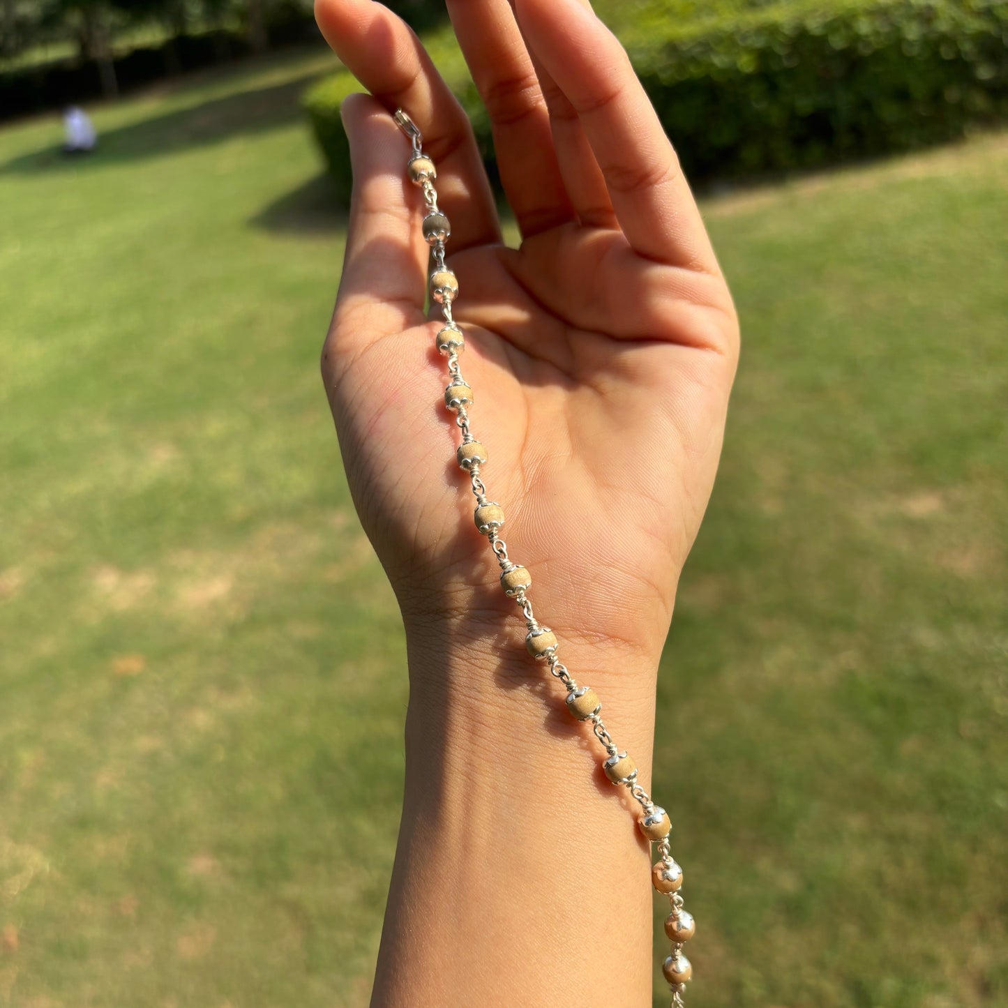 Silver Natural Tulsi Beads Bracelets