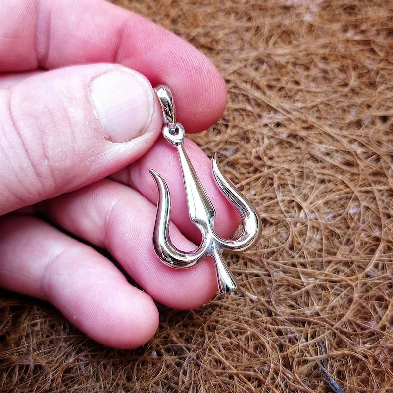 Silver Mahadev Trishul pendant( Without chain)
