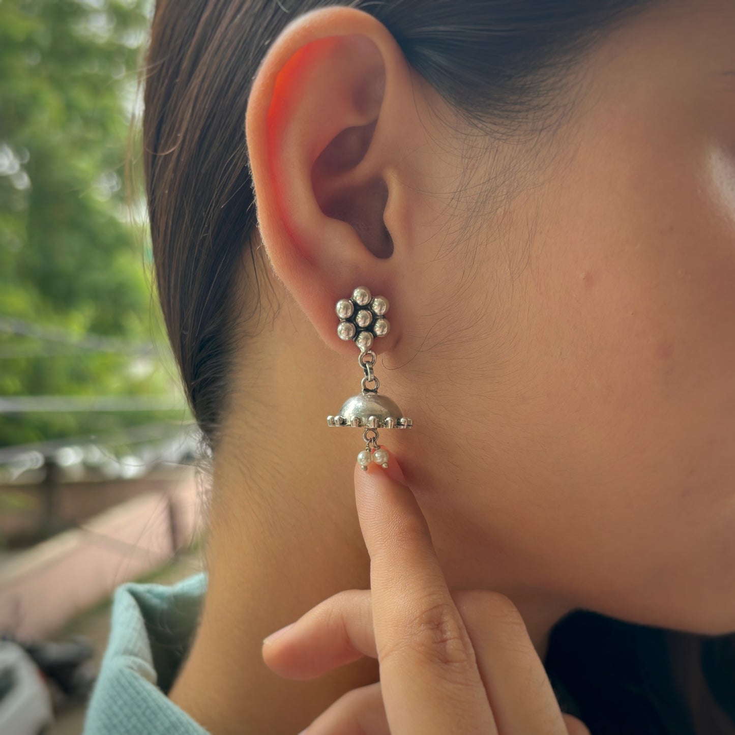 Silveristhan-Silver jewellery-Silver simple flower jhumka earrings-Traditional wear jhumka- For womens-handmade jewellery