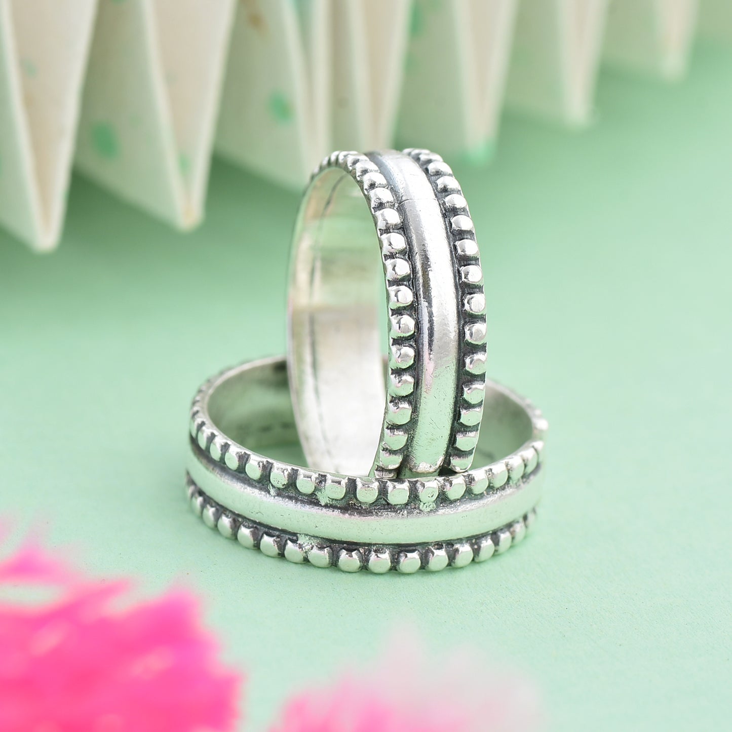 Silver band stackable Toe-rings( Pair)