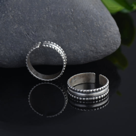 Silver Band Stackable Toe-rings( Pair)