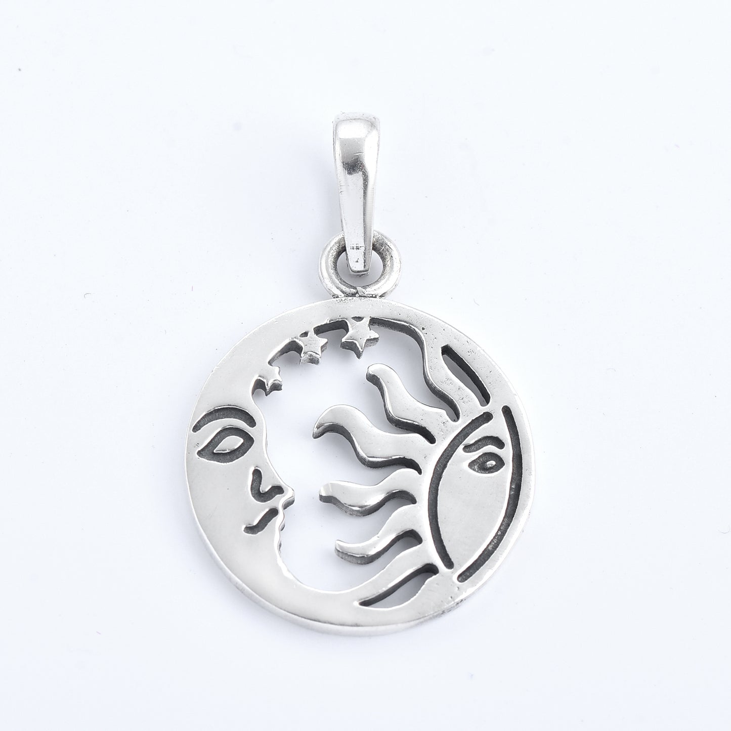 Silver sun and moon pendant( Without chain)
